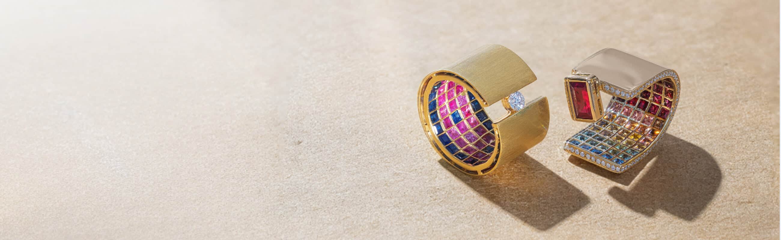 14K gold ring with natural stones
