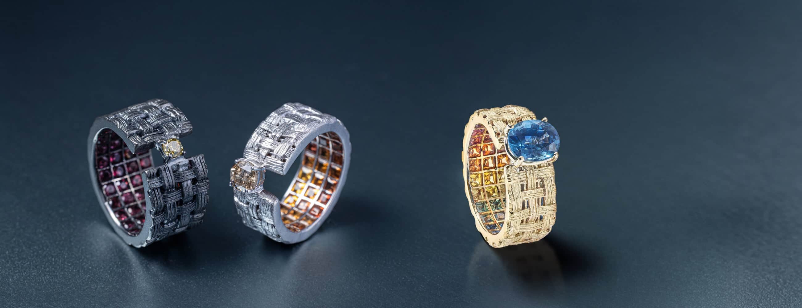 925 sterling silver rings with gemstones inside german