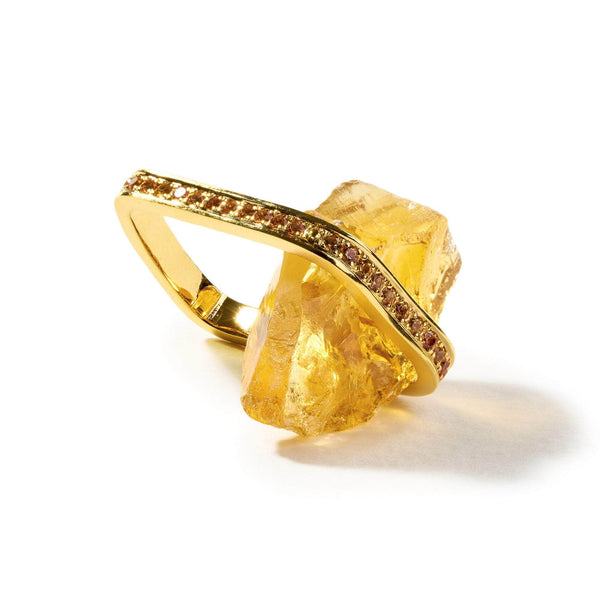 Eridd Rough Citrine and Yellow Sapphire Ring GERMAN KABIRSKI