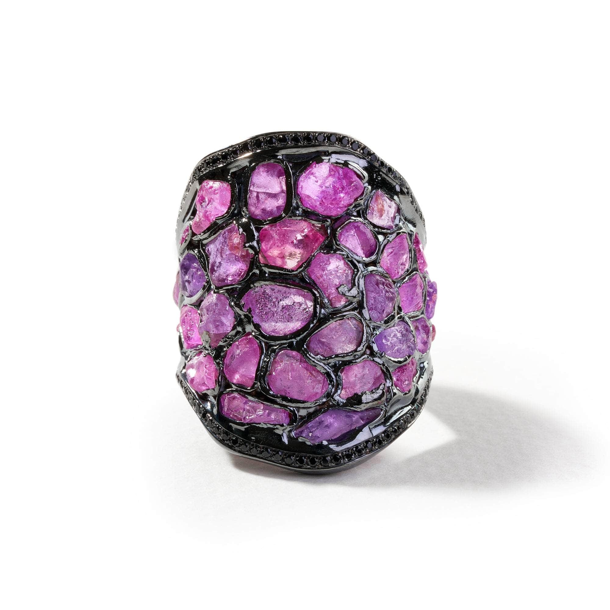 Cosm Rough Pink Sapphire and Black Spinel Ring GERMAN KABIRSKI