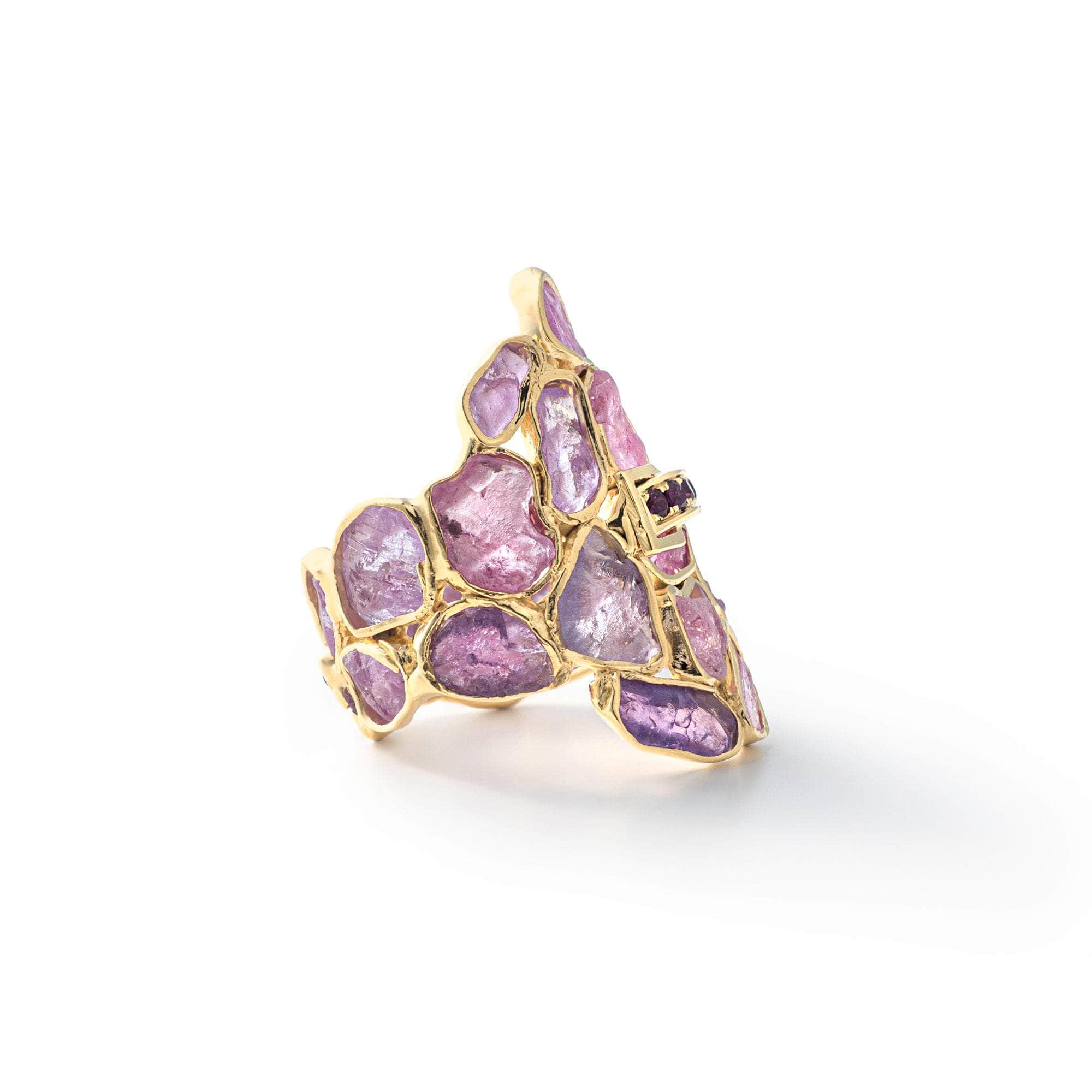 Hichel Rough Pink Sapphire and Rhodolite Ring GERMAN KABIRSKI