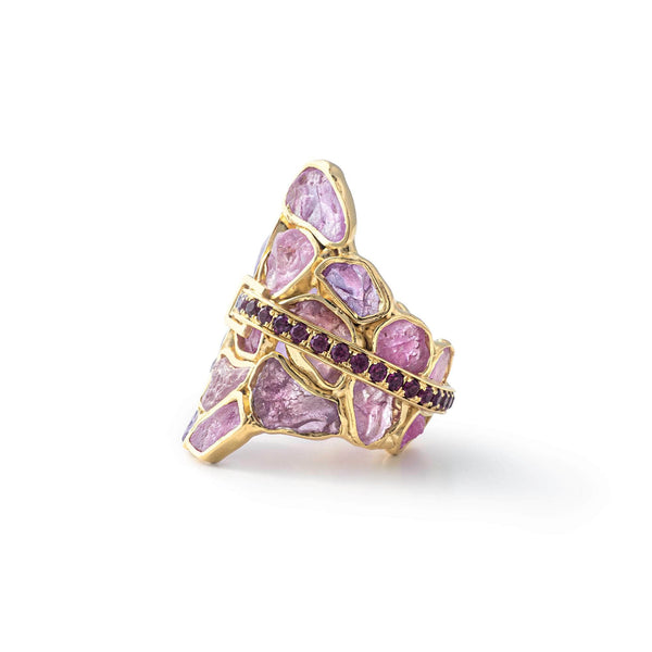 Hichel Rough Pink Sapphire and Rhodolite Ring GERMAN KABIRSKI