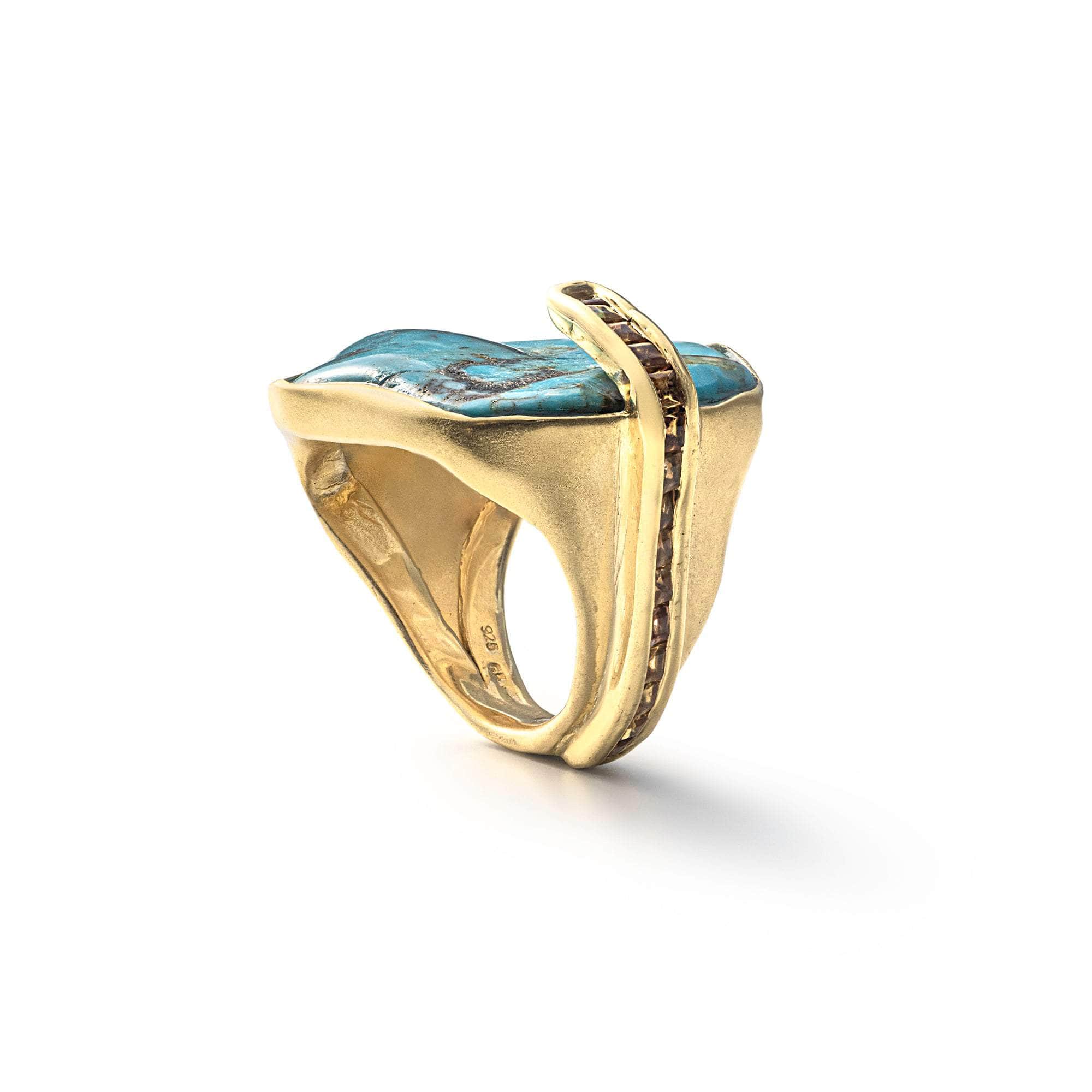 Mizu Rough Turquoise and Mixed Sapphire Ring GERMAN KABIRSKI