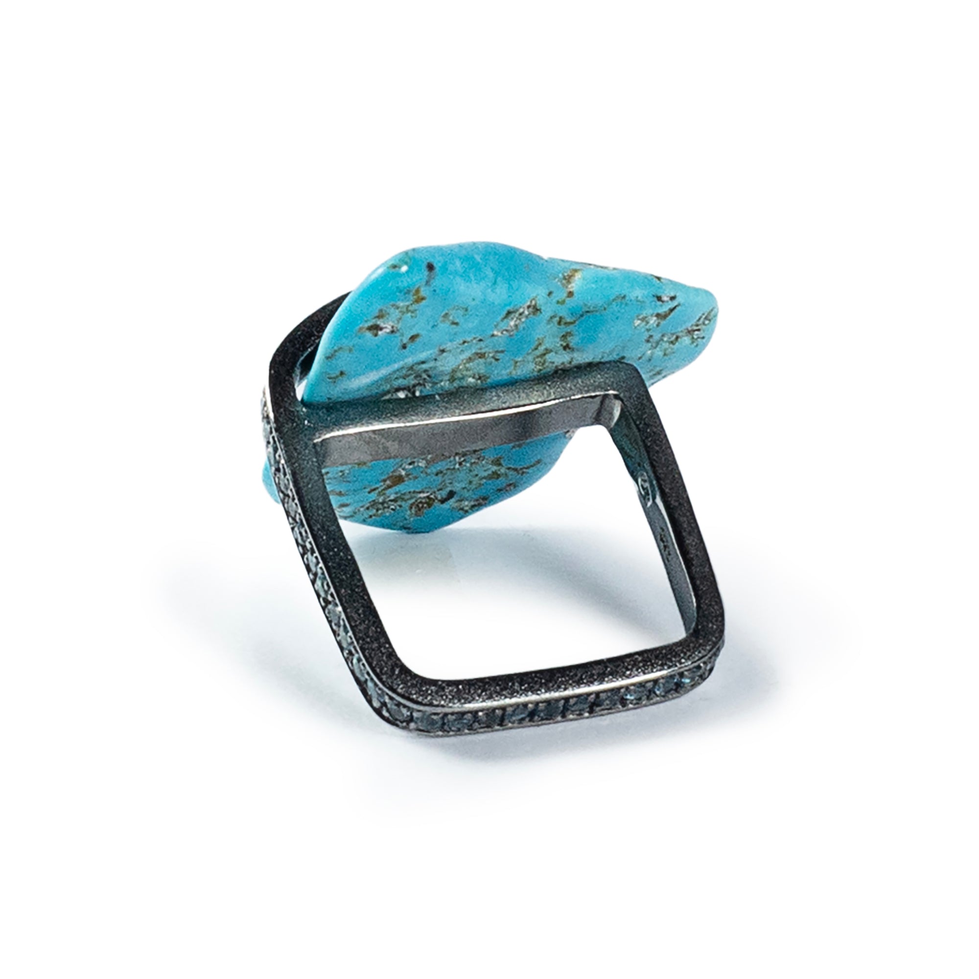 Lafu Rough Turquoise and Topaz Ring