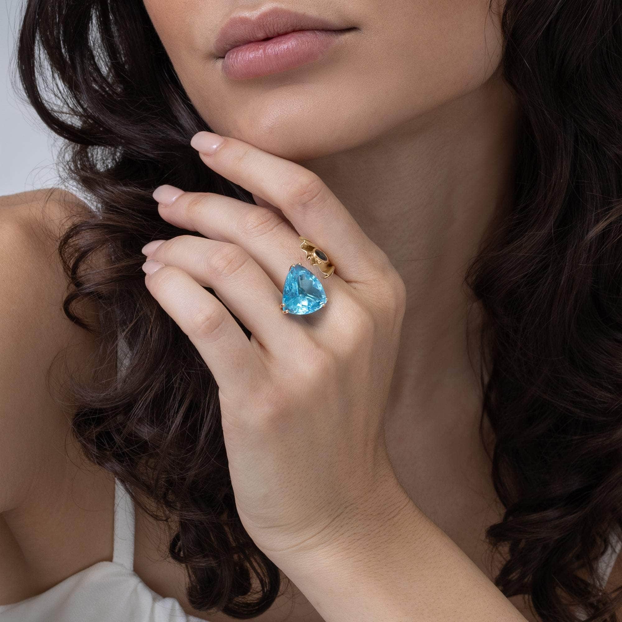 Auril Swiss Blue Topaz and Blue Sapphire Ring GERMAN KABIRSKI