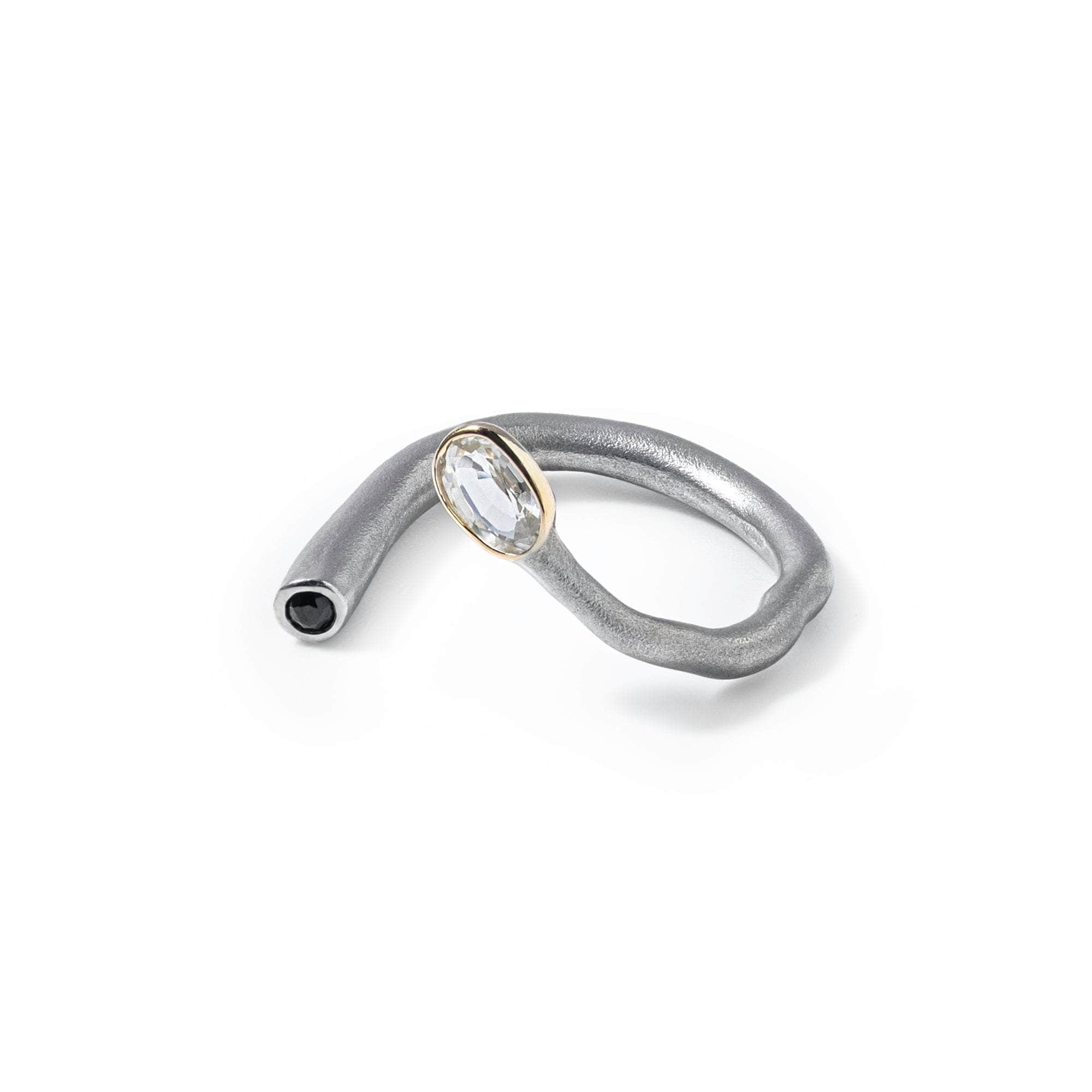 Arbor White Sapphire and Black Spinel Ring
