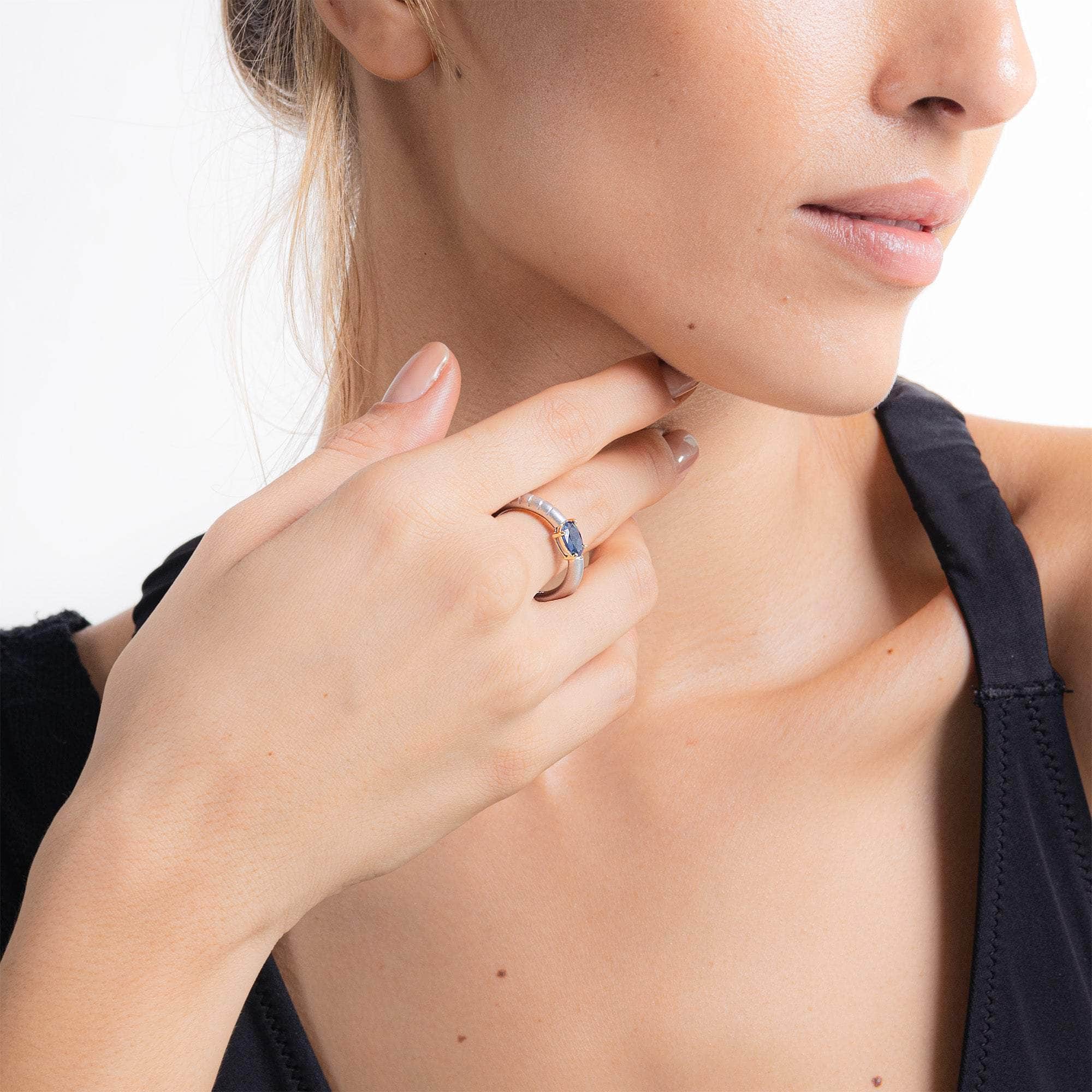 Ariadne Blue Sapphire Ring (White Rhodium) GERMAN KABIRSKI