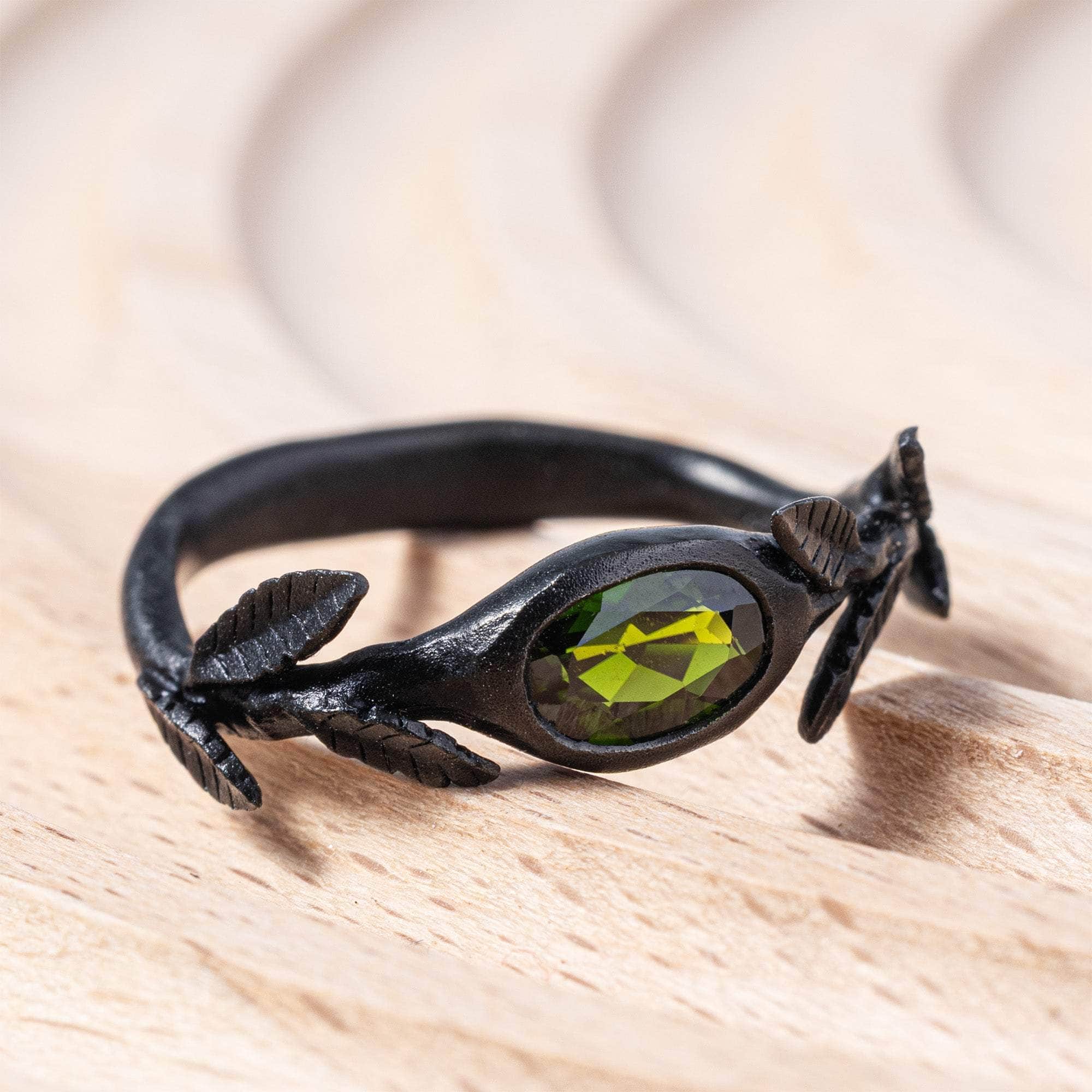 Atla Anthracite Plated Sterling Silver Ring with Chrome Diopside