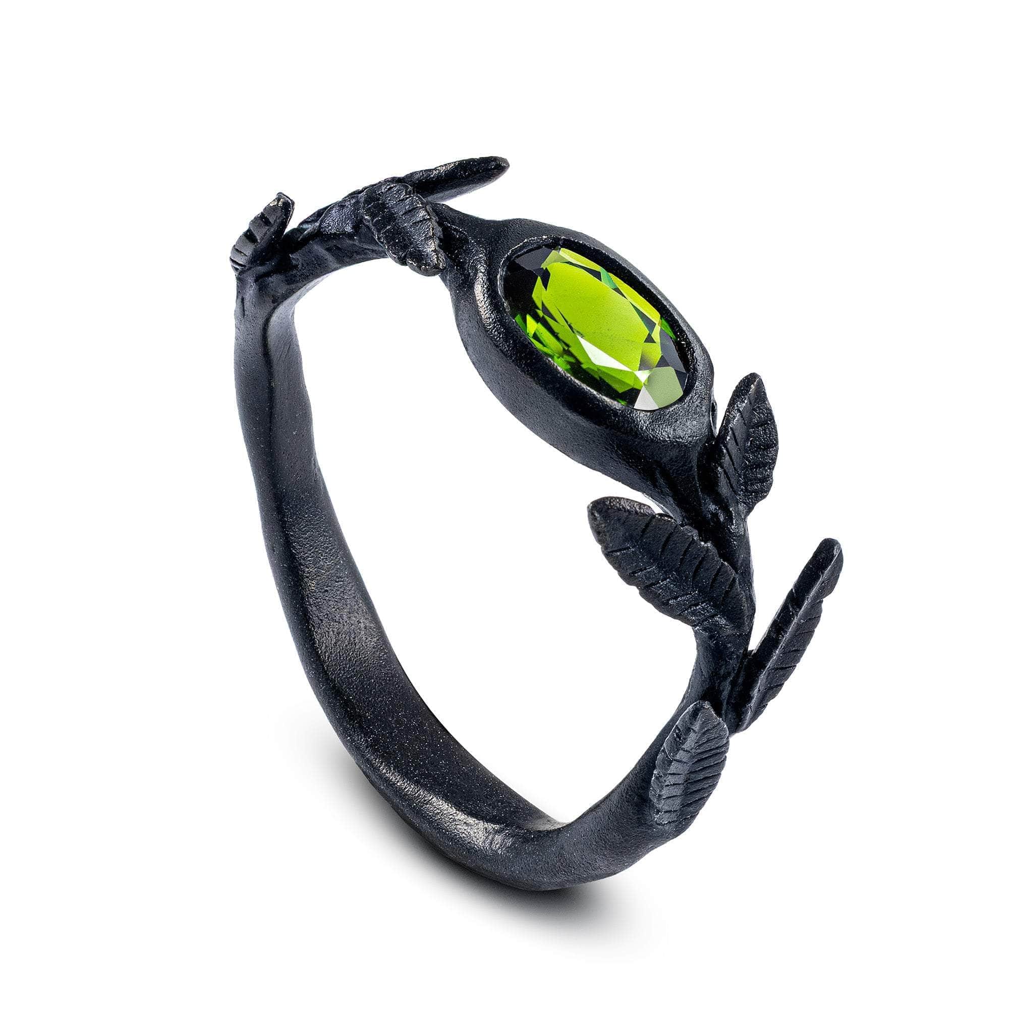 Atla Anthracite Plated Sterling Silver Ring with Chrome Diopside