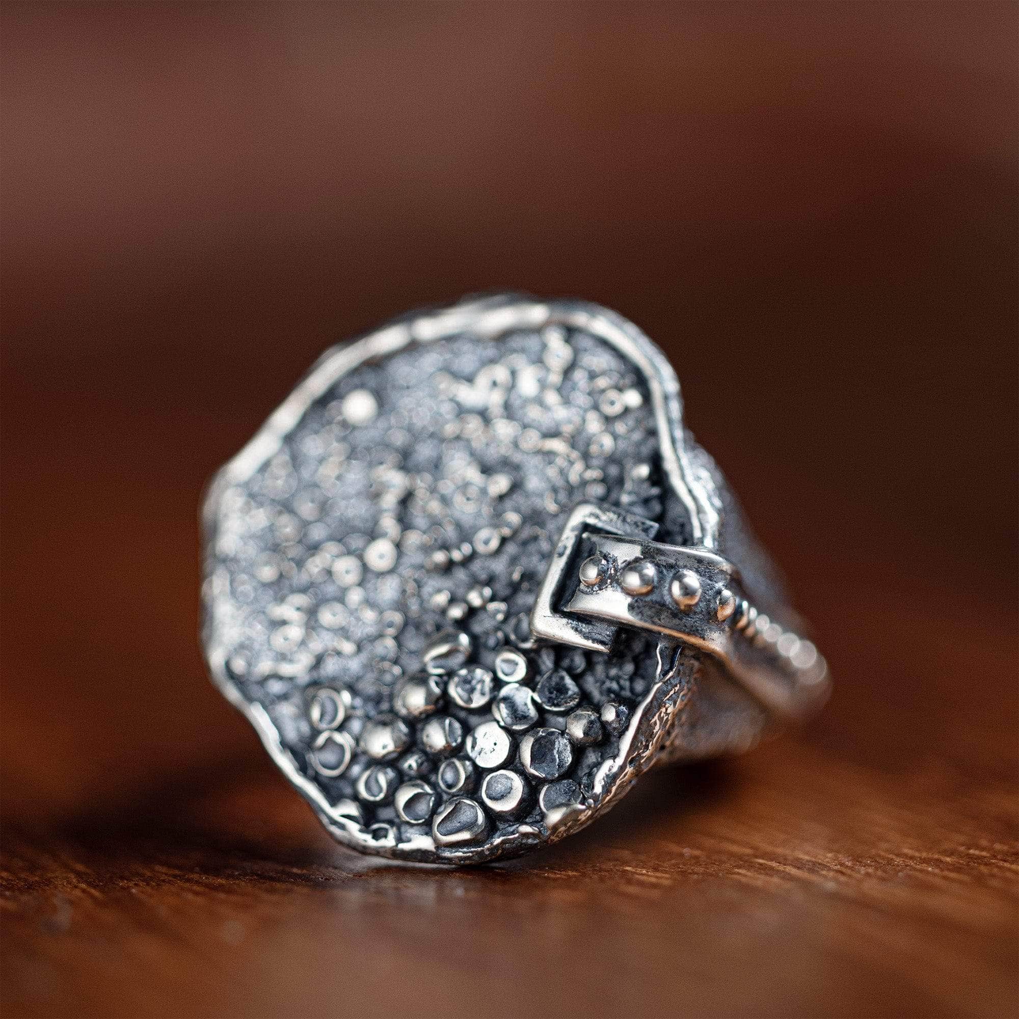 Bind Rustic Silver Ring with Natural Grainy Surface