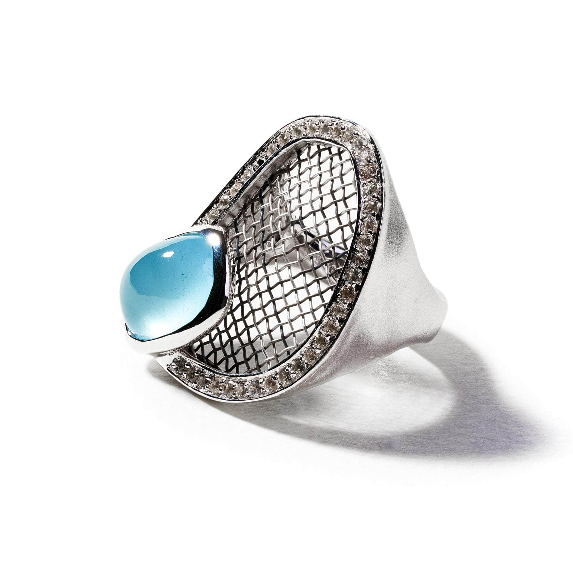 Lucco Aquamarine and White Sapphire Ring GERMAN KABIRSKI