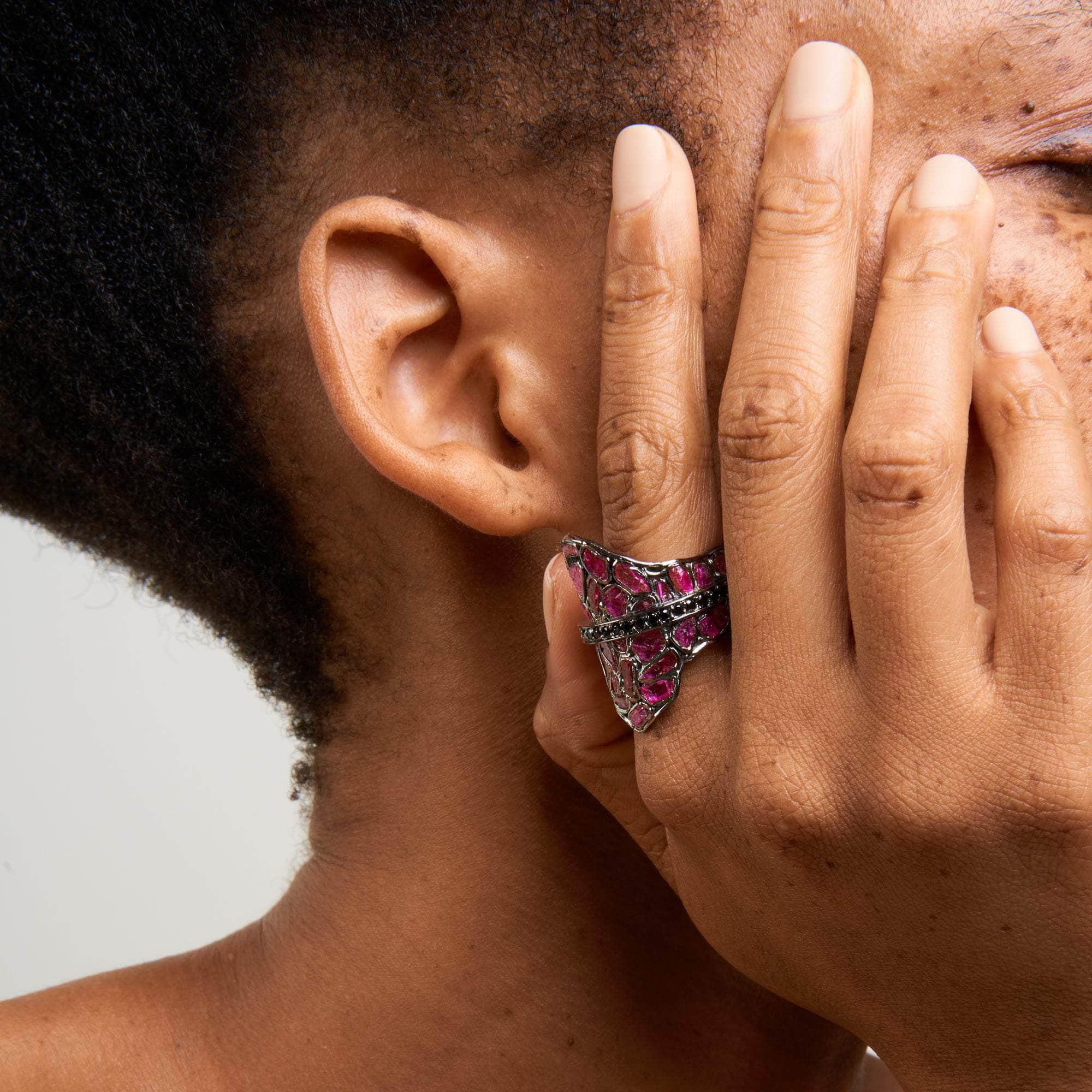 Kai Rough Ruby and Black Spinel Ring GERMAN KABIRSKI