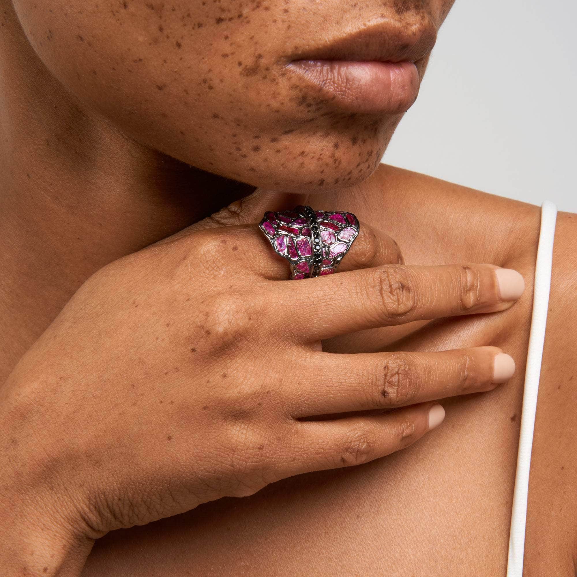 Kai Rough Ruby and Black Spinel Ring GERMAN KABIRSKI