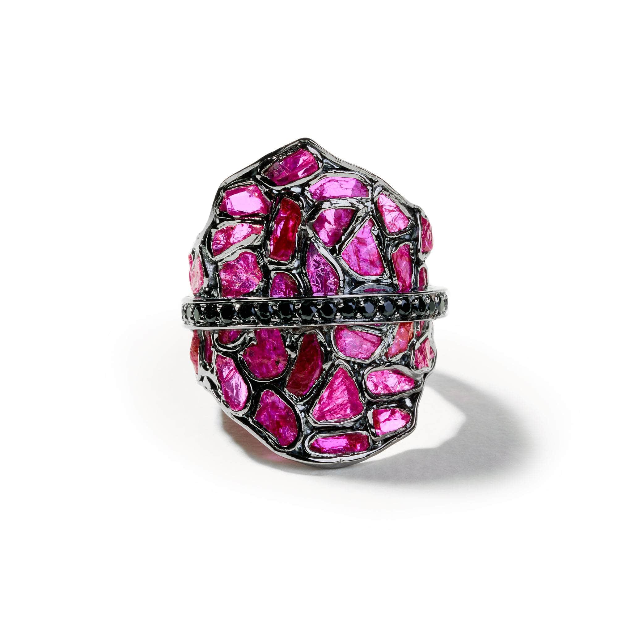 Kai Rough Ruby and Black Spinel Ring GERMAN KABIRSKI