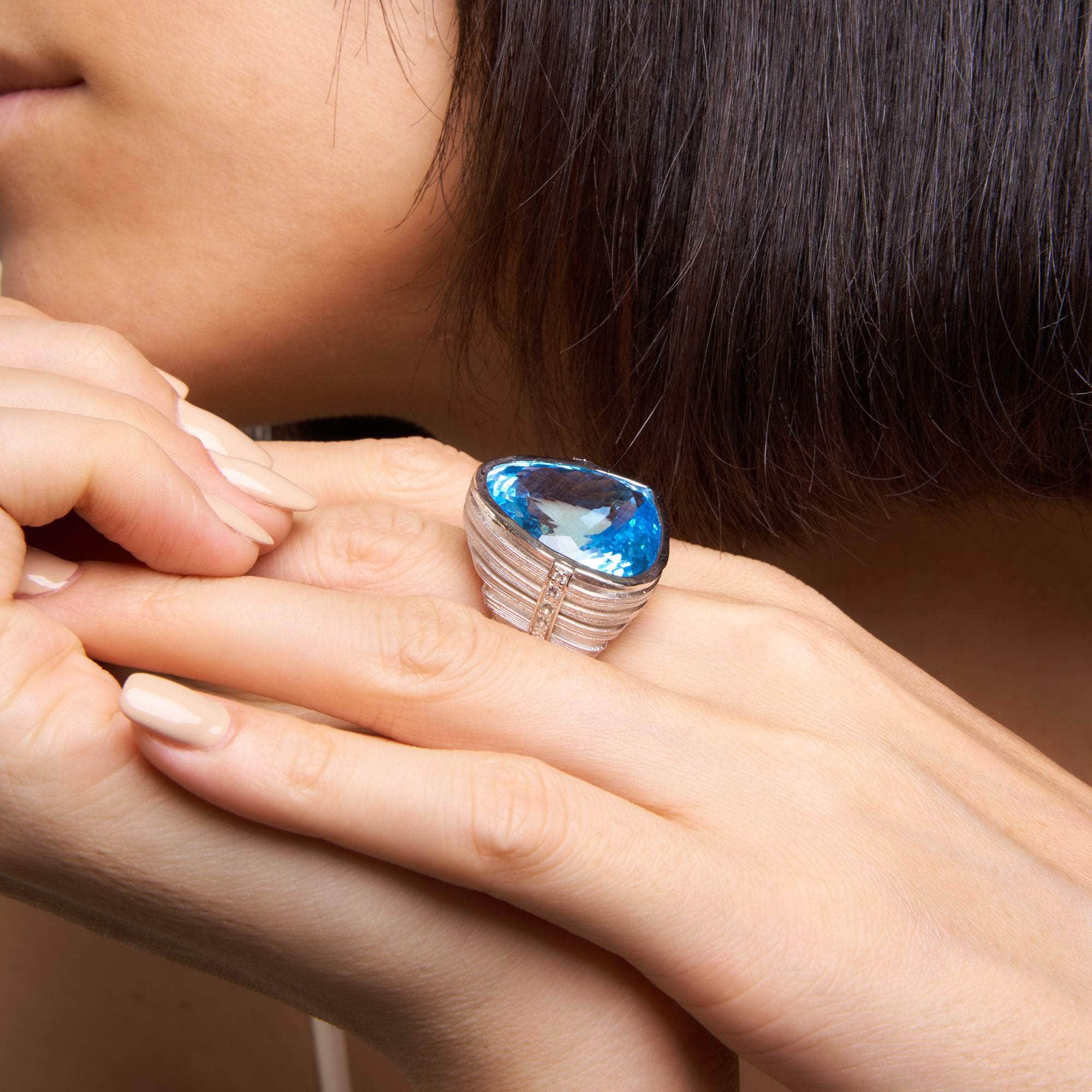 Fara Blue Topaz and White Sapphire Ring GERMAN KABIRSKI