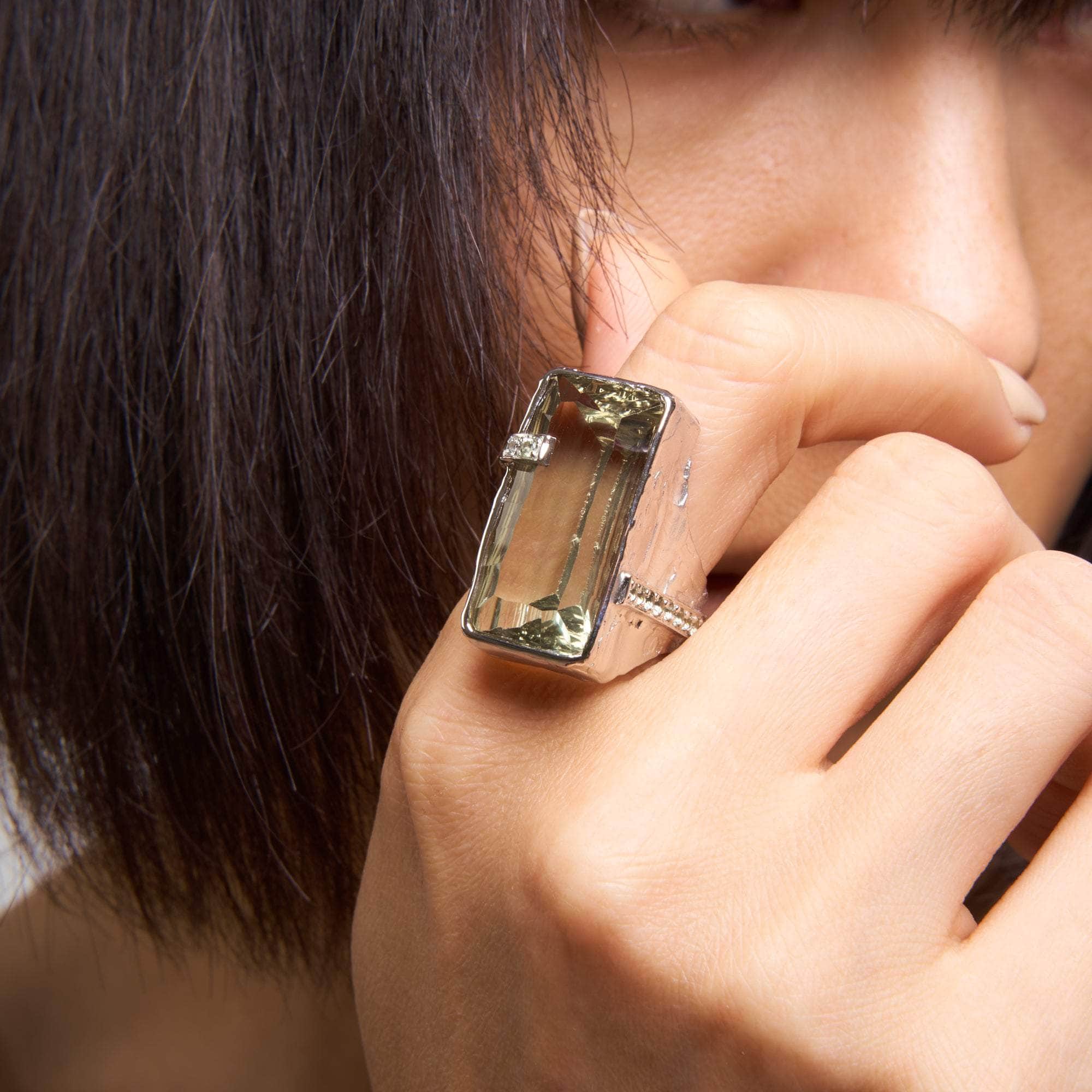 Khaos Green Amethyst and Green Sapphire Ring GERMAN KABIRSKI