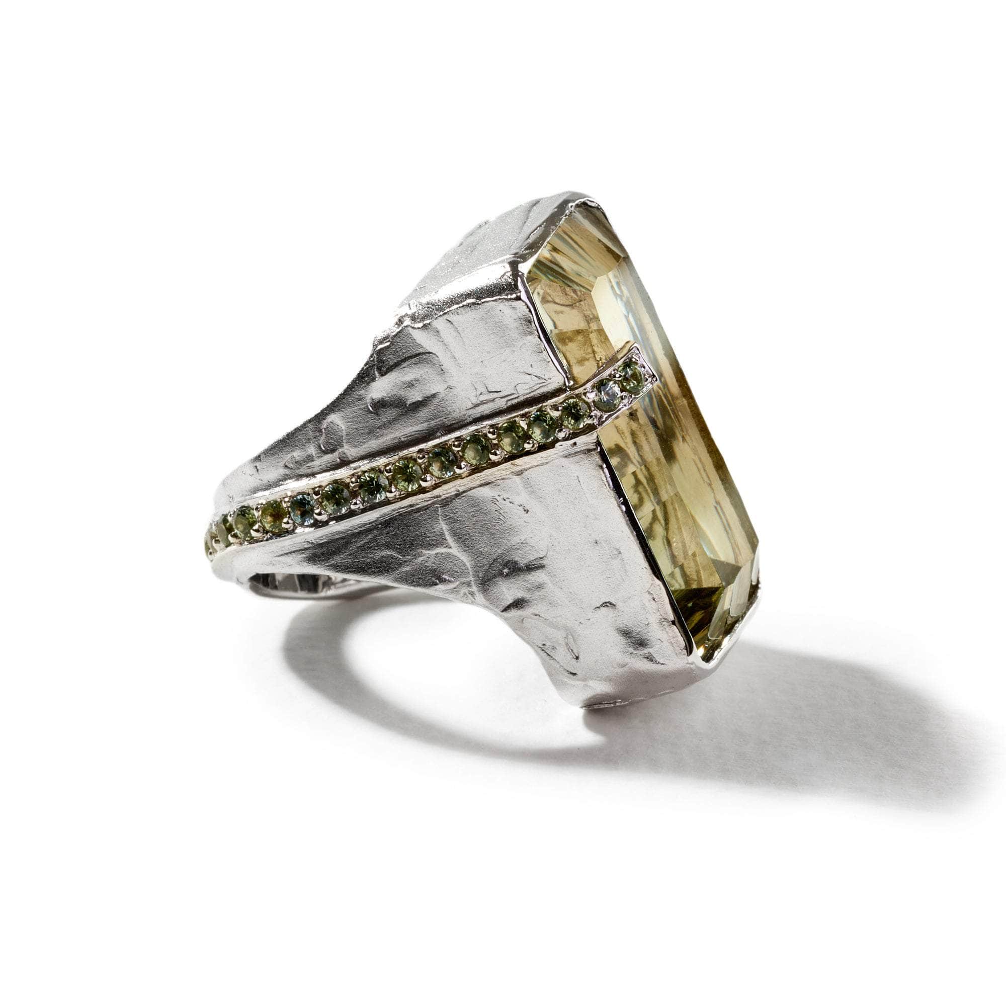 Khaos Green Amethyst and Green Sapphire Ring GERMAN KABIRSKI