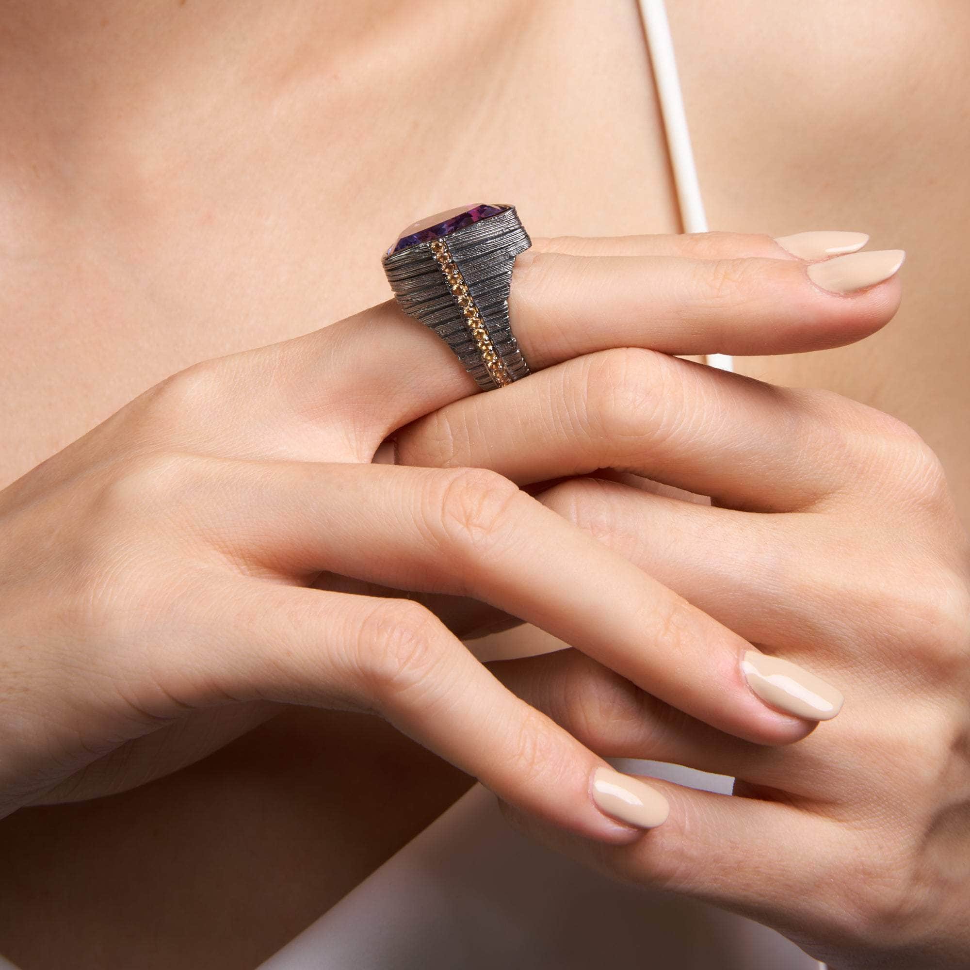 Nous Amethyst and Orange Sapphire Ring GERMAN KABIRSKI