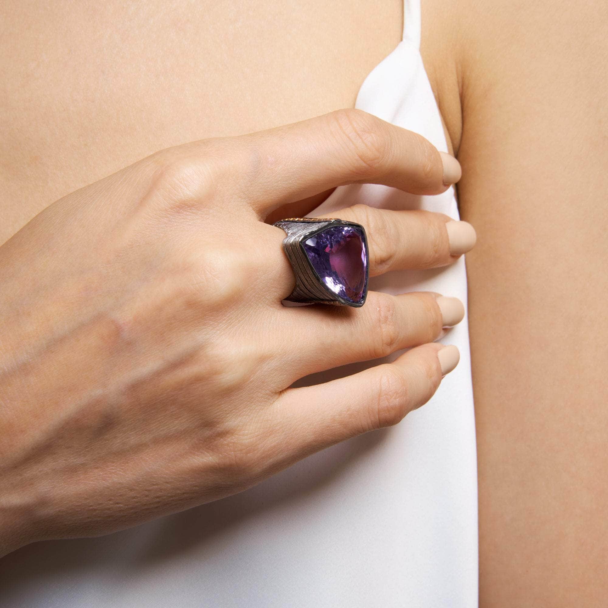 Nous Amethyst and Orange Sapphire Ring GERMAN KABIRSKI