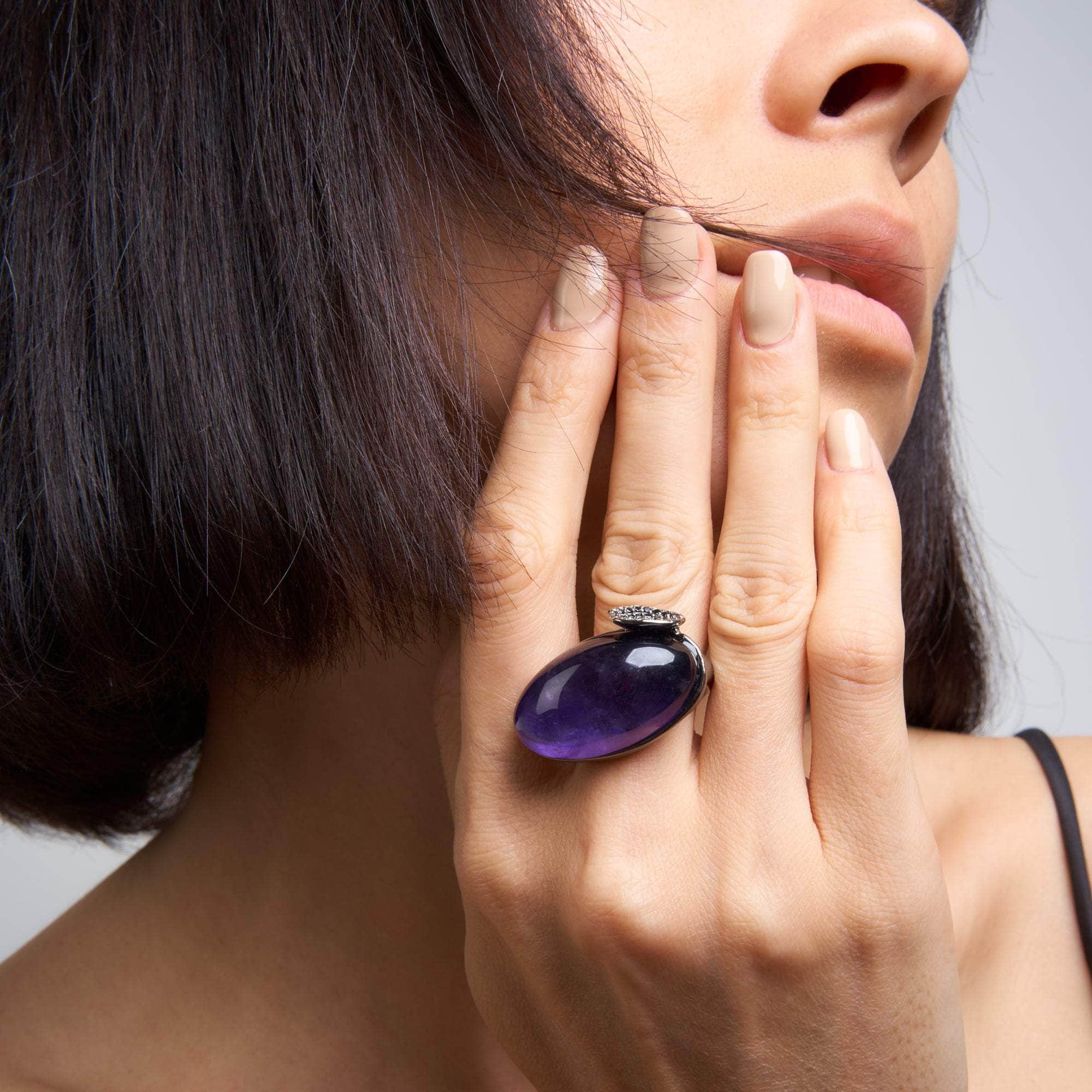 Henn Amethyst and Black Spinel Ring GERMAN KABIRSKI