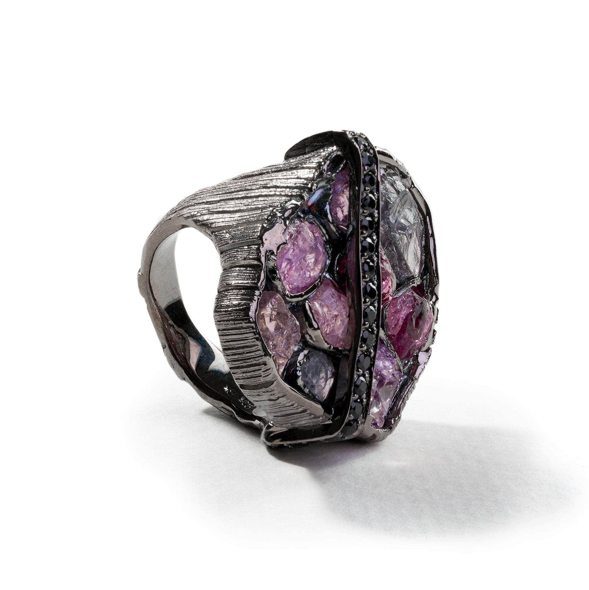 Crates Rough Pink Spinel and Black Spinel Ring GERMAN KABIRSKI