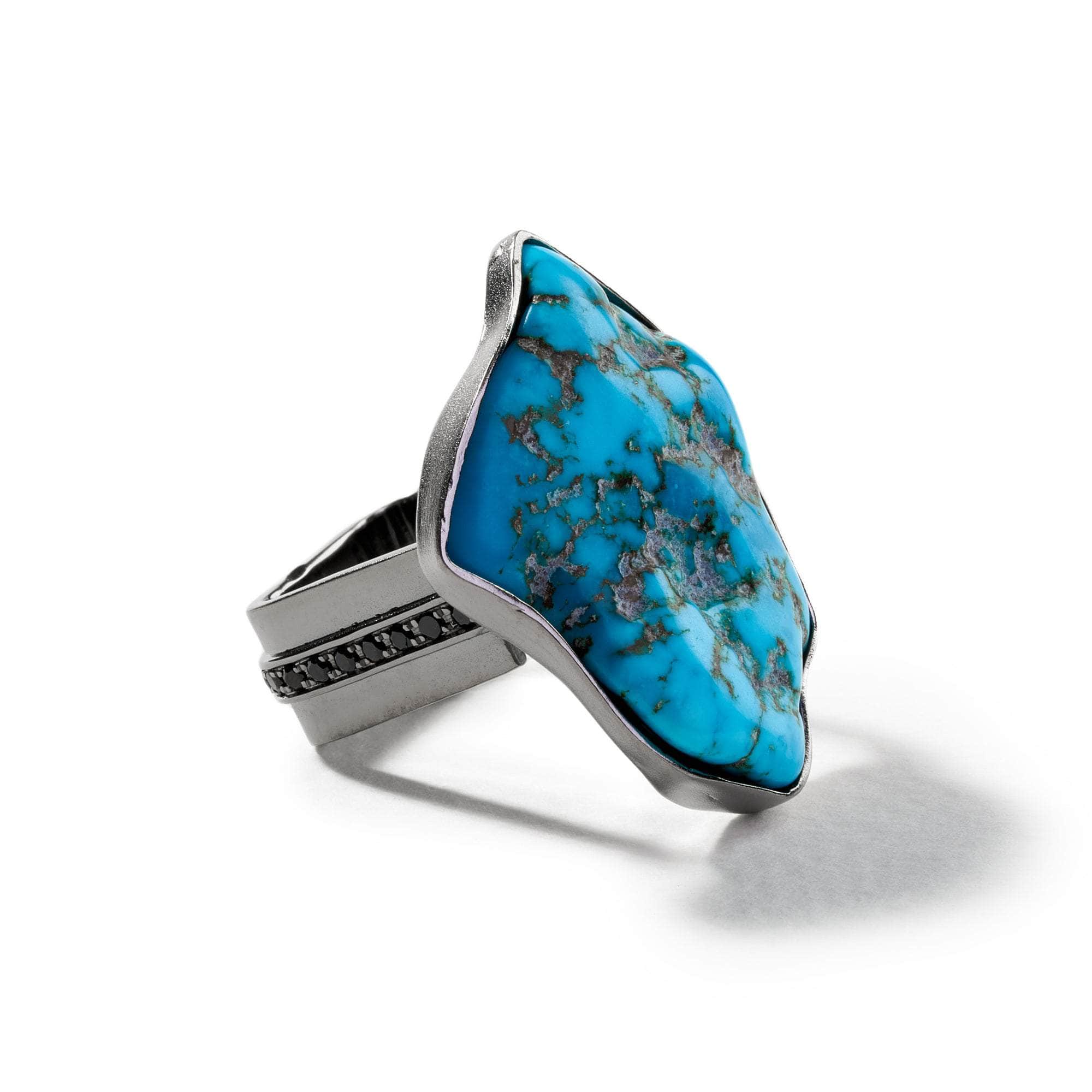 Soprano Rough Turquoise and Black Spinel Ring GERMAN KABIRSKI