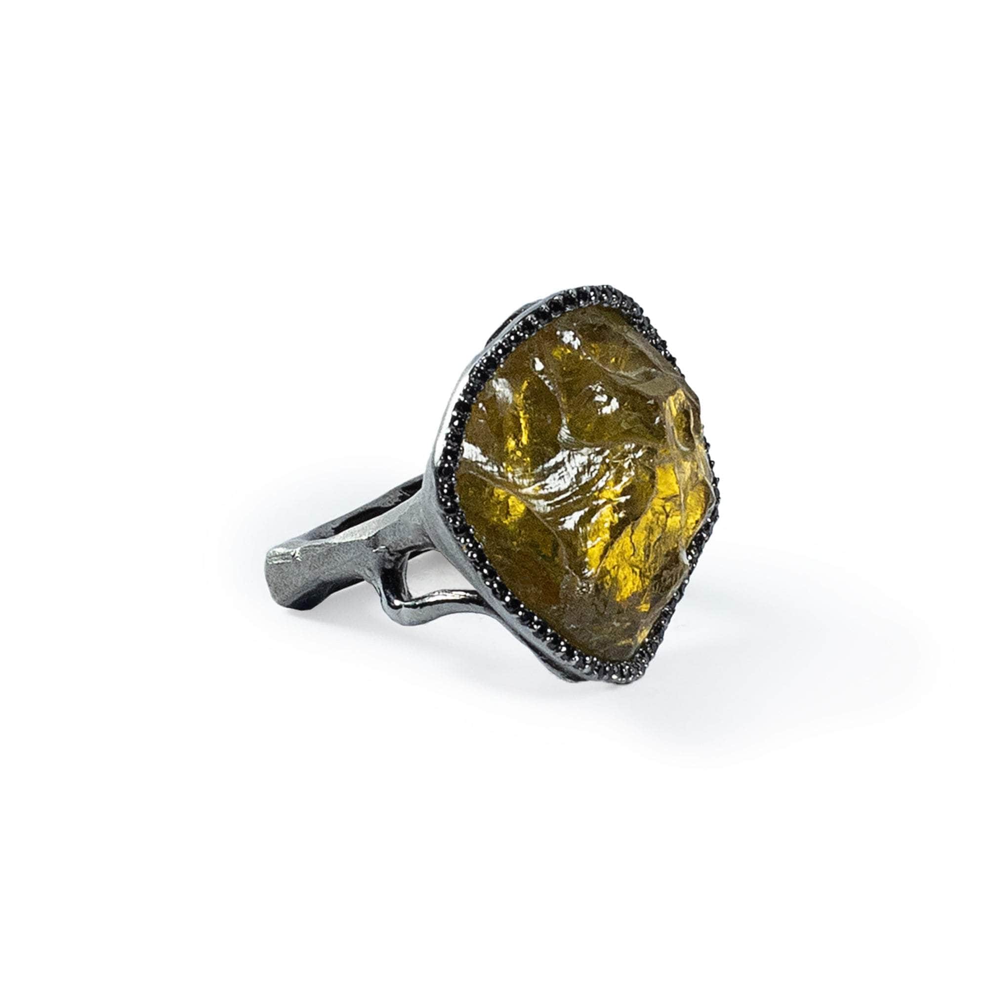 Guss Rough Citrine and Spinel Ring