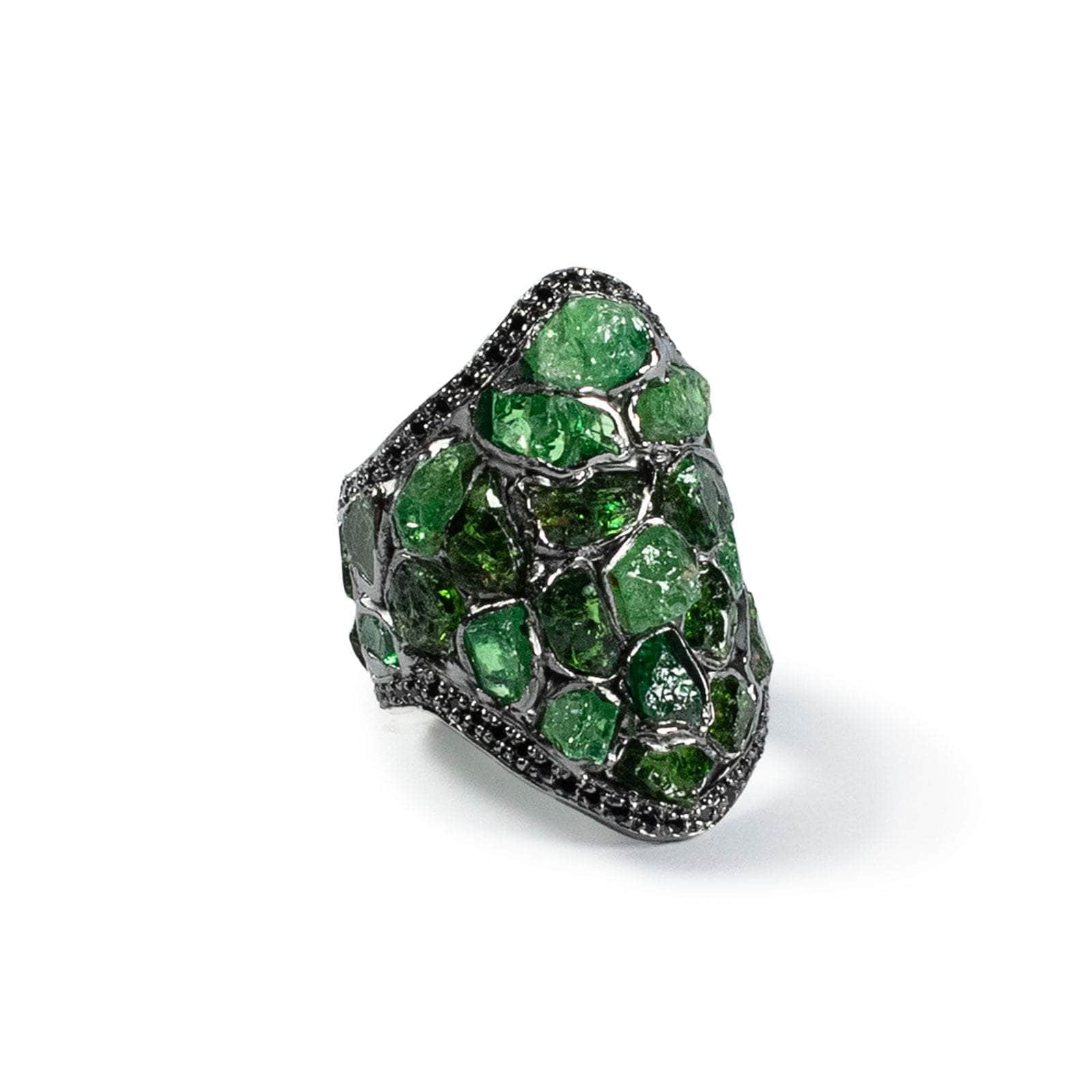 Sedna Rough Tsavorite and Spinel Ring