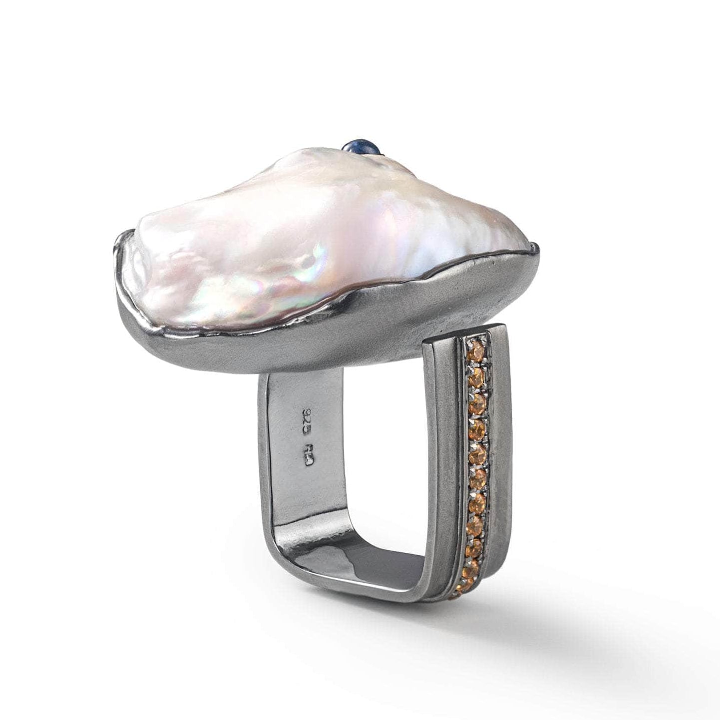 Shira Baroque Pearl and Yellow Sapphire and Blue Sapphire Ring GERMAN KABIRSKI