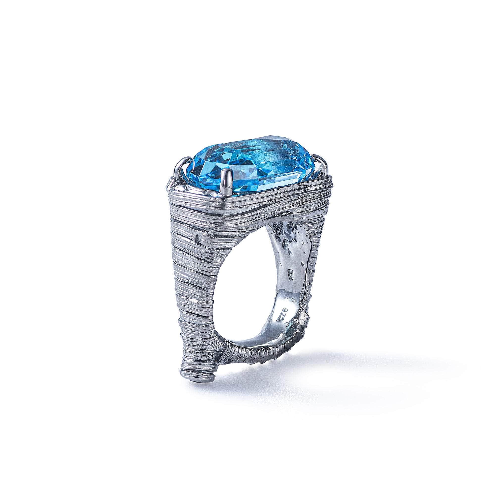 Ahura Blue Topaz and Black Spinel Ring GERMAN KABIRSKI