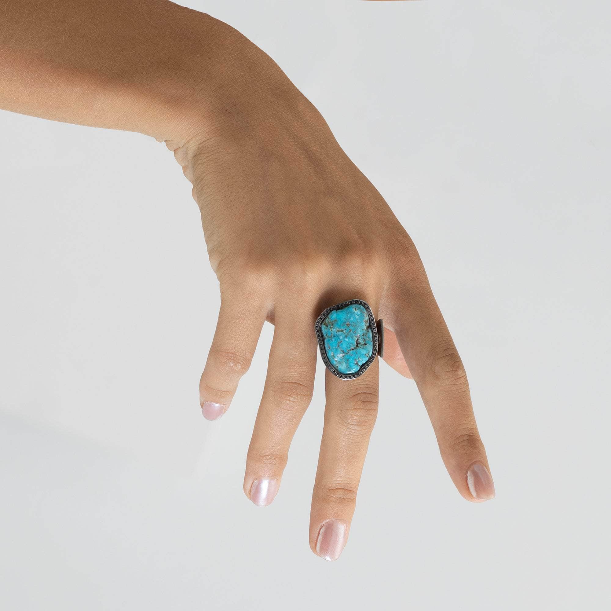 Hara Rough Turquoise and Spinel Ring