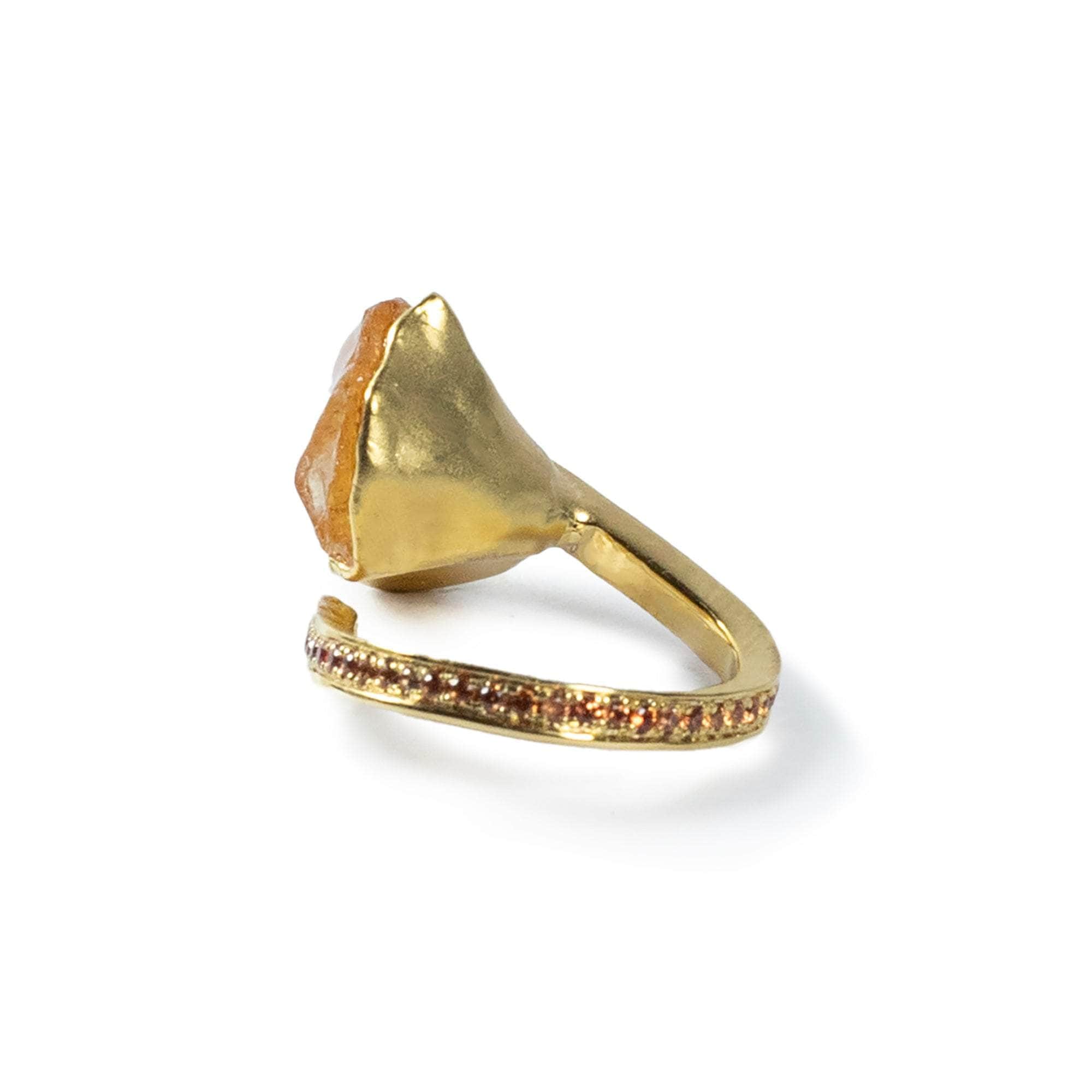 Altin Rough Citrine and Sapphire Ring