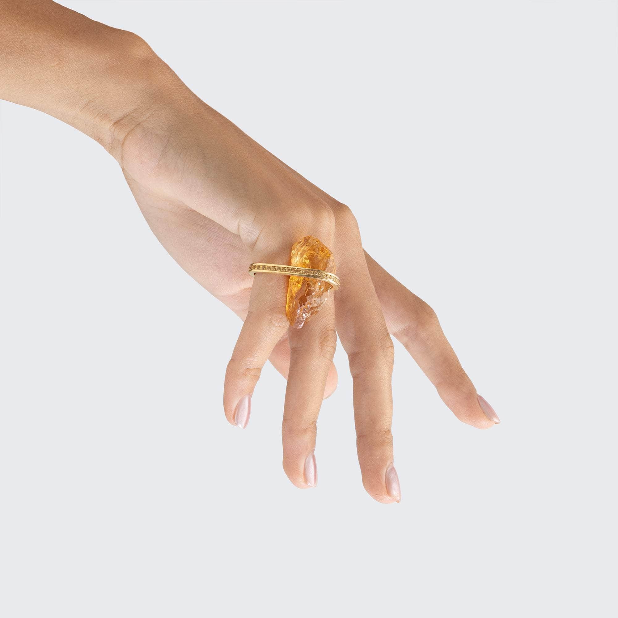 Katom Rough Citrine and Sapphire Ring