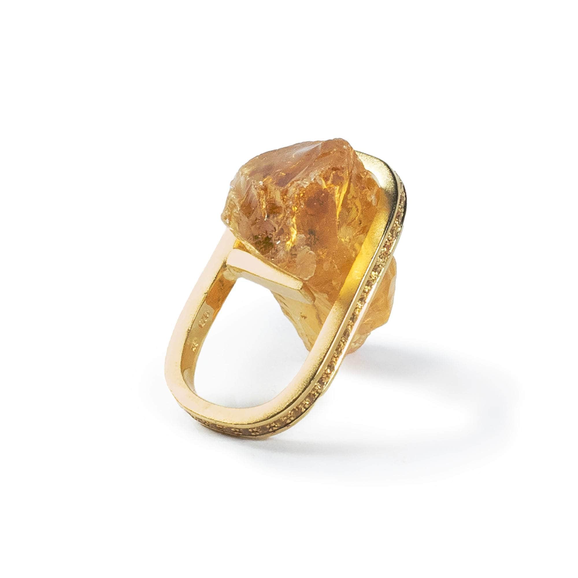 Katom Rough Citrine and Sapphire Ring