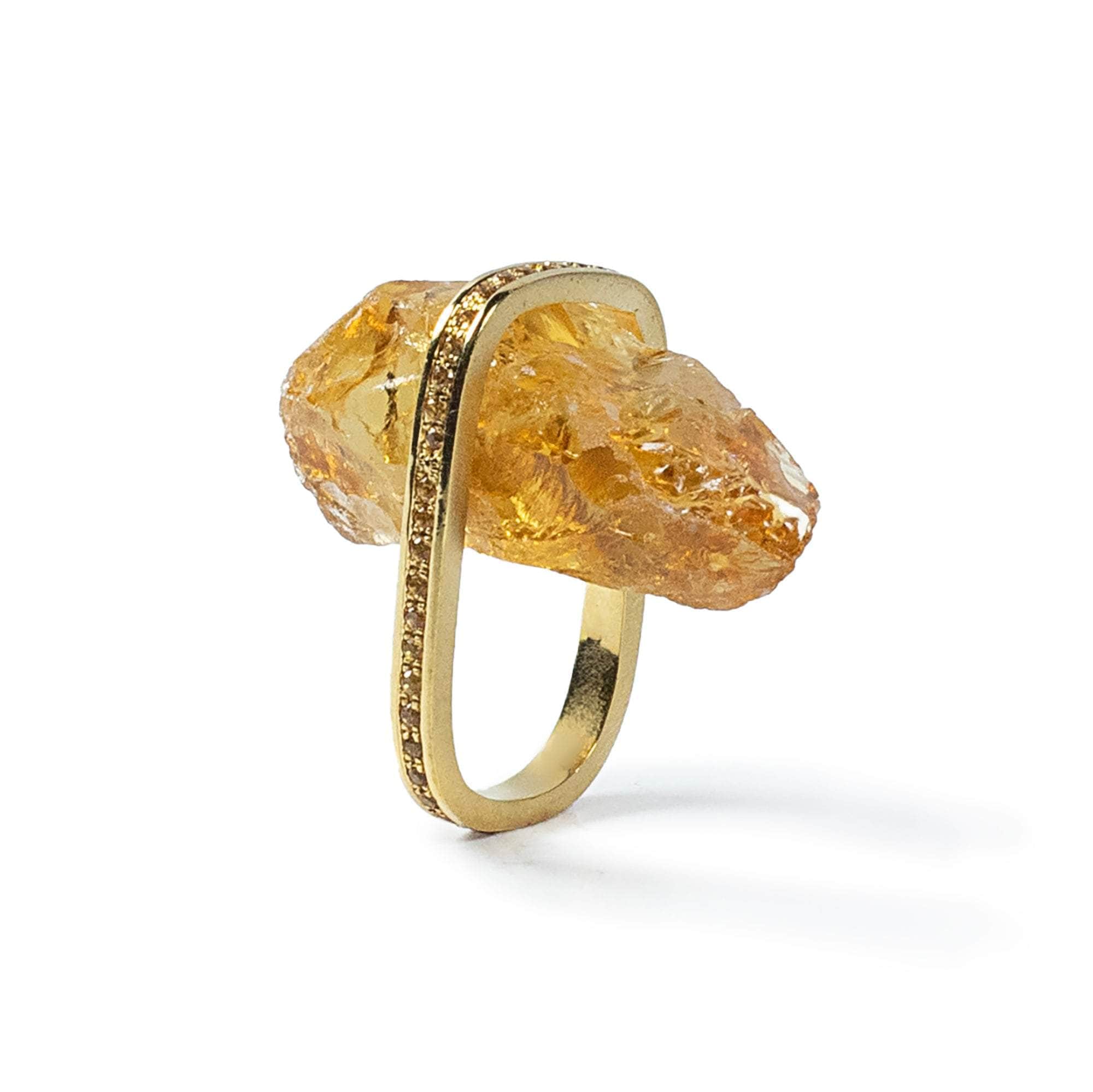 Katom Rough Citrine and Sapphire Ring