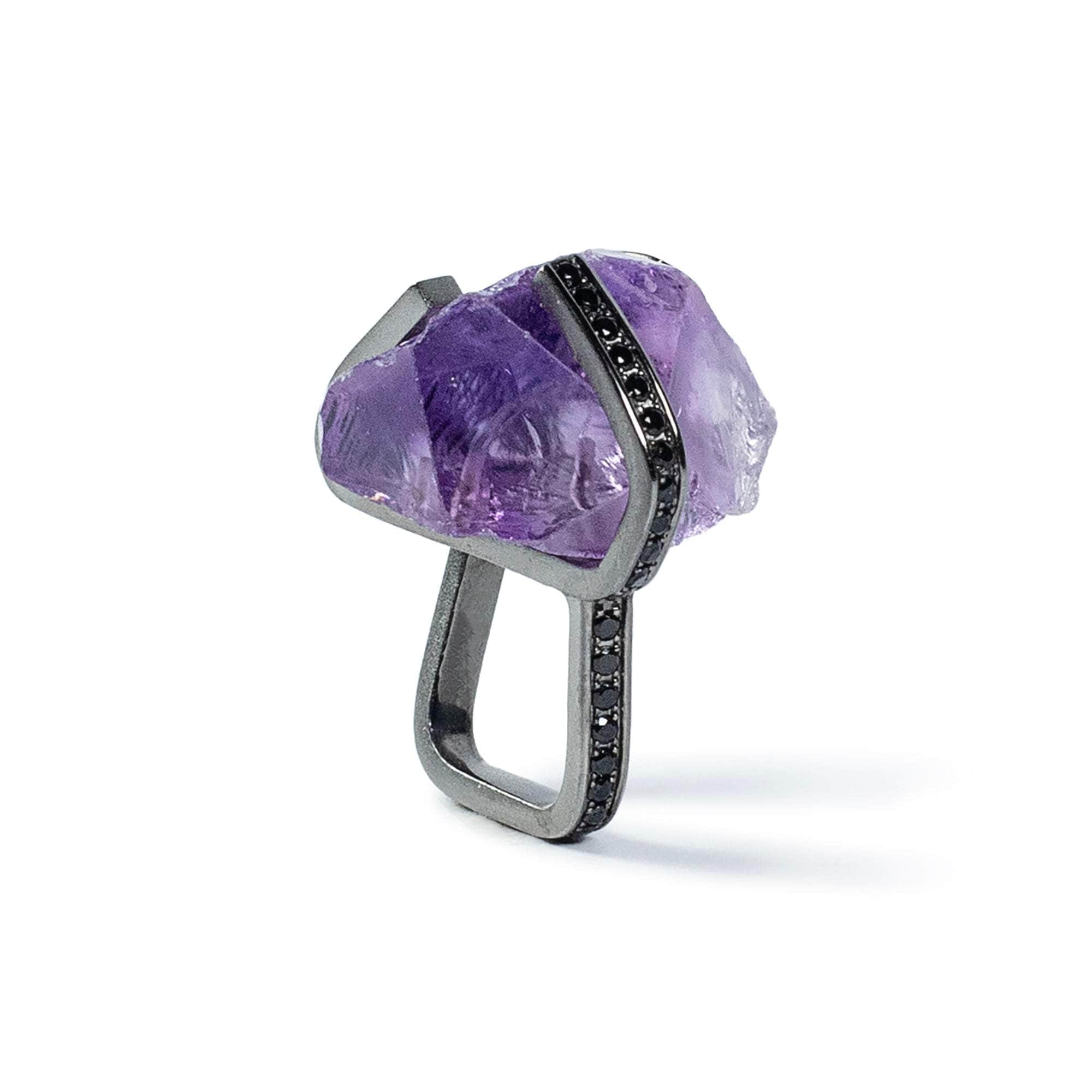 Saatus Rough Amethyst and Spinel Ring