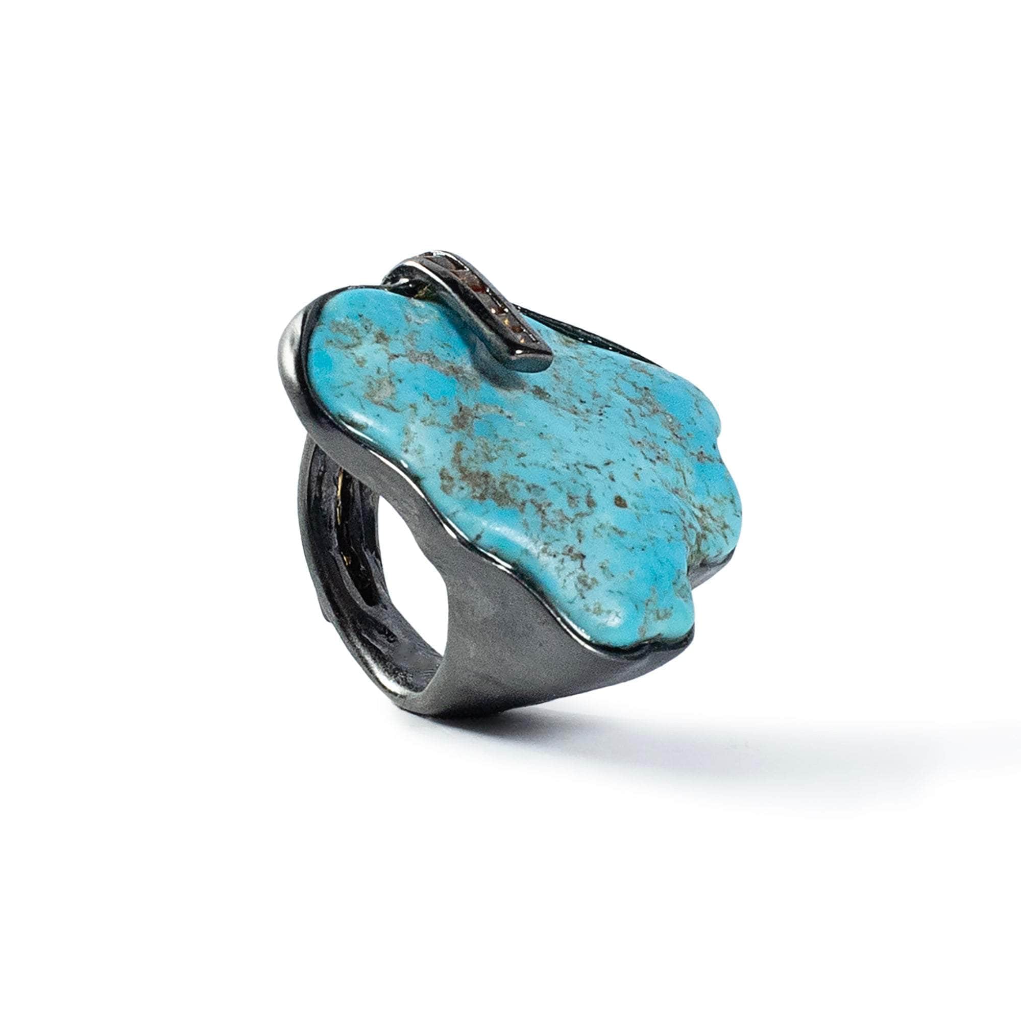 Eau Rough Turquoise and Sapphire Ring