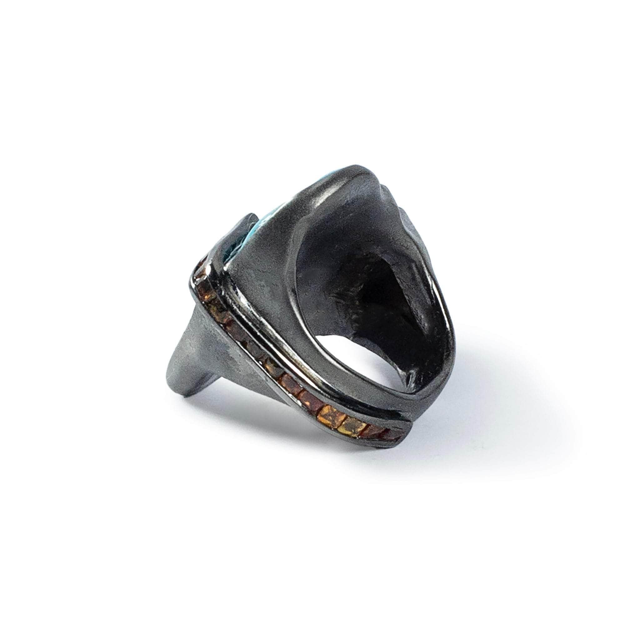 Eau Rough Turquoise and Sapphire Ring
