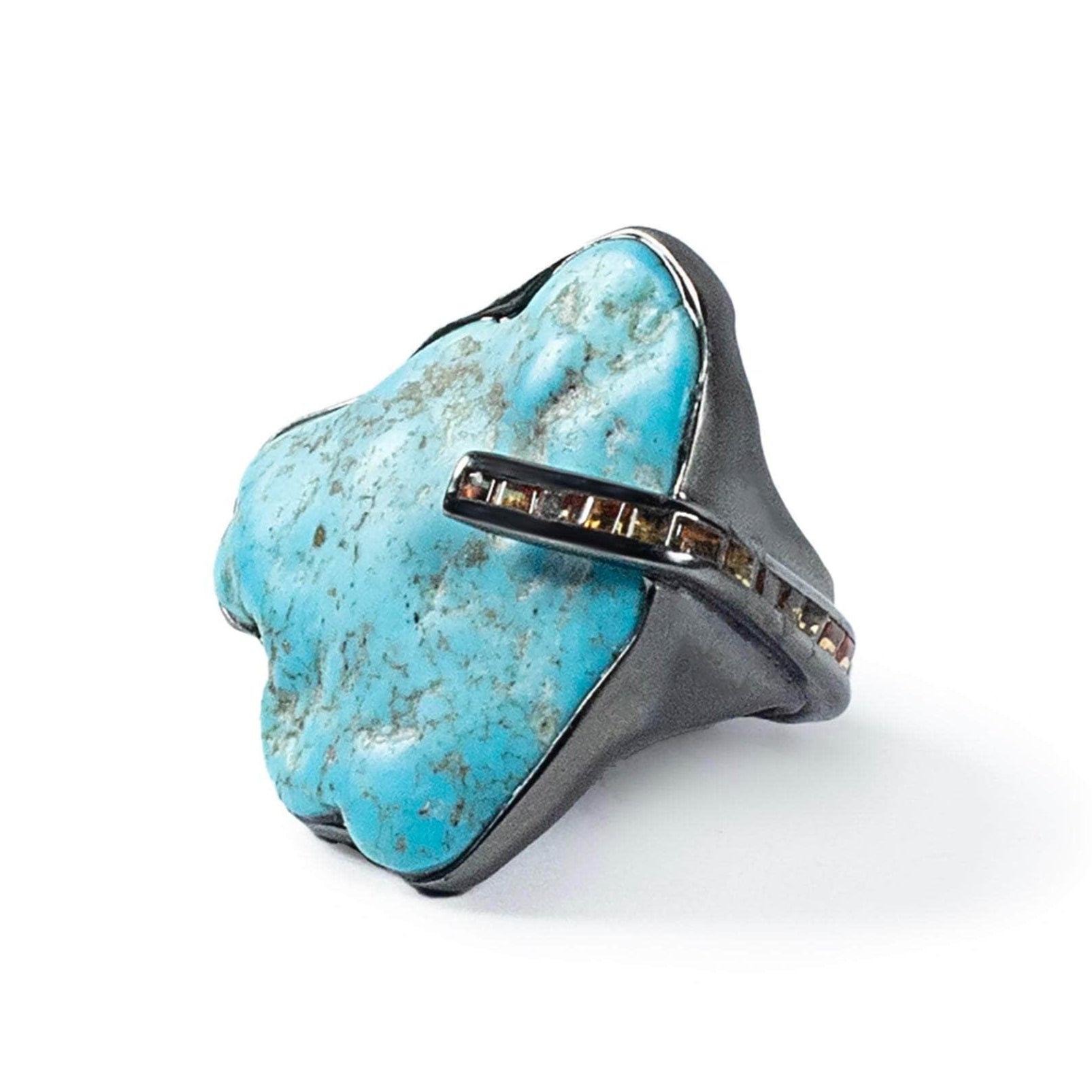 Eau Rough Turquoise and Sapphire Ring