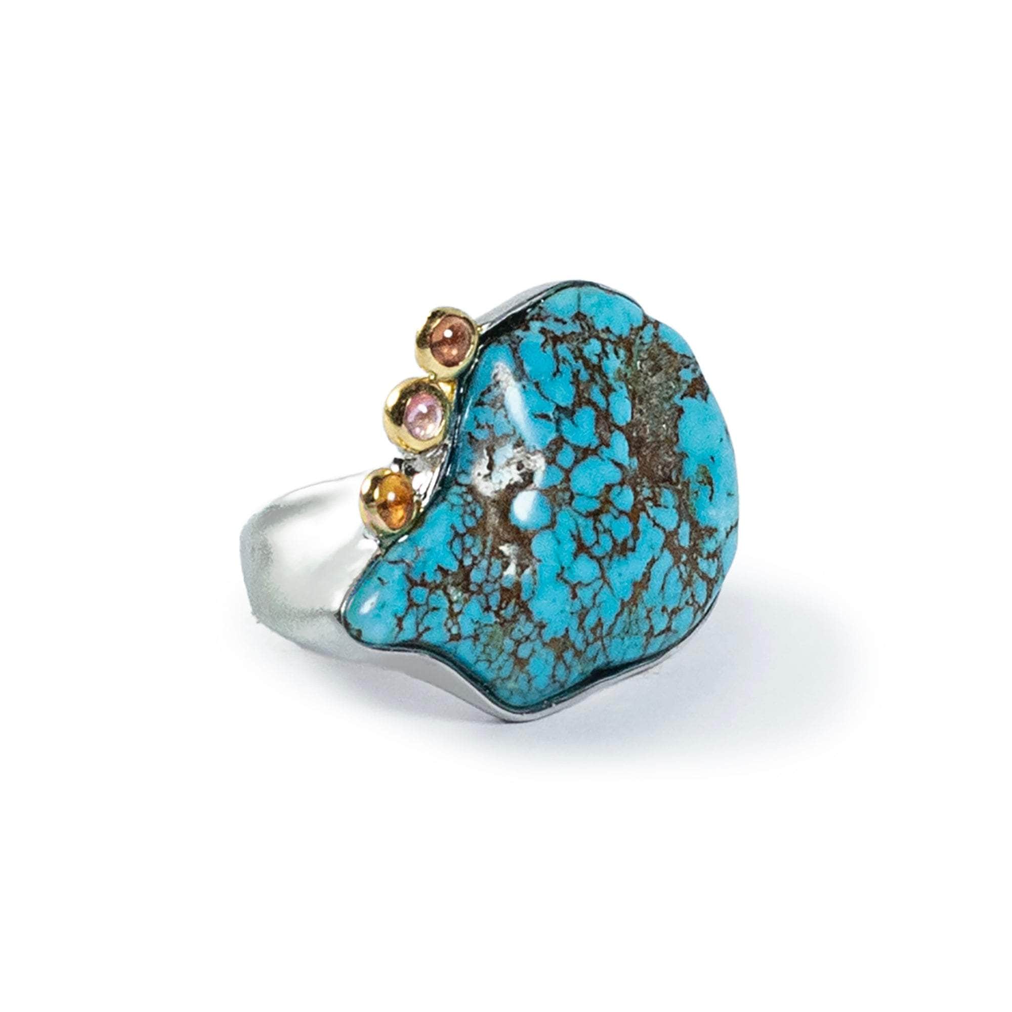 Aakash Rough Turquoise and Sapphire Ring