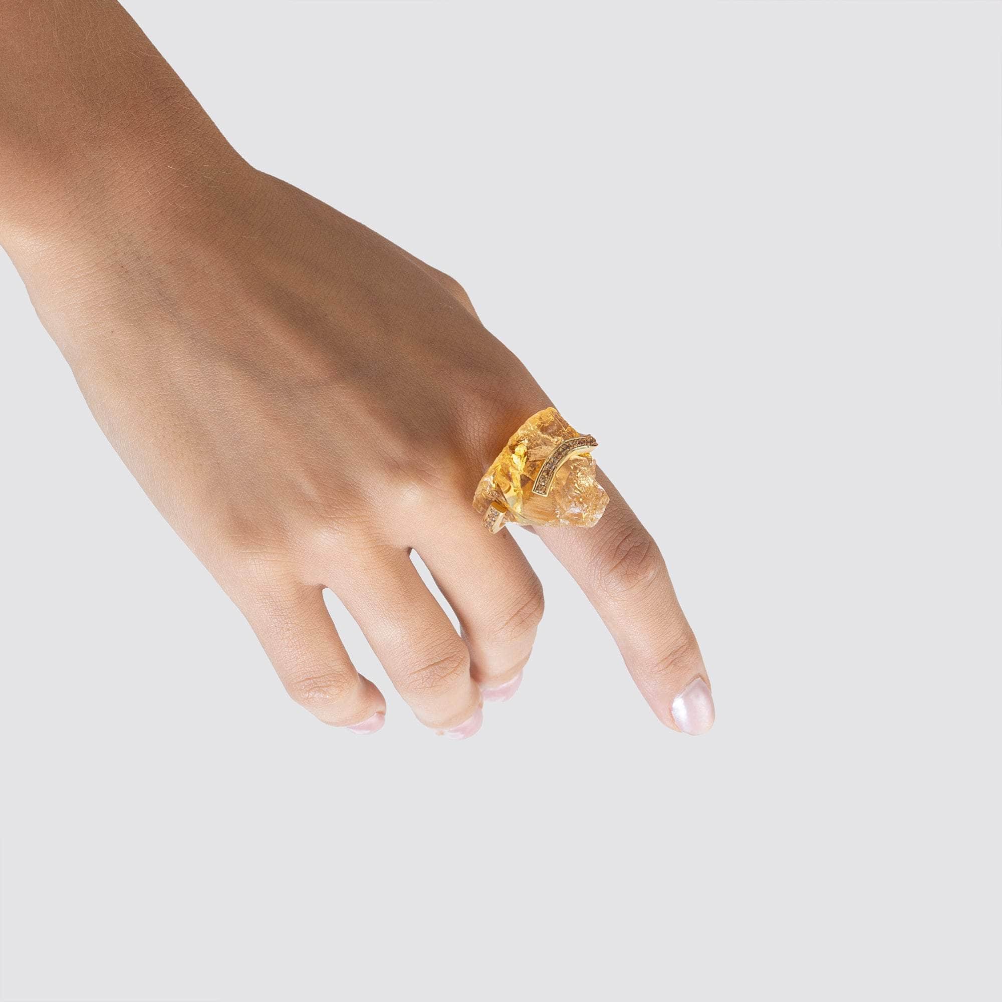 Pierre Rough Citrine and Sapphire Ring