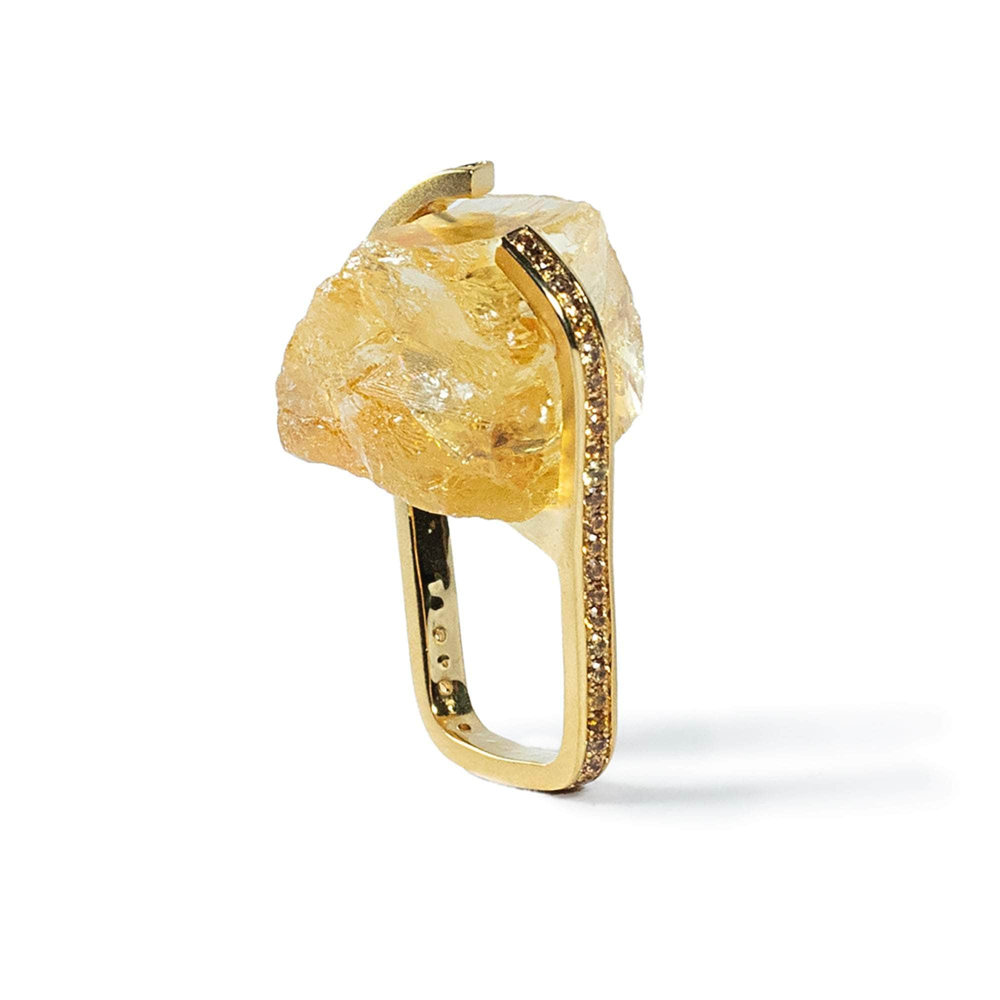 Pierre Rough Citrine and Sapphire Ring