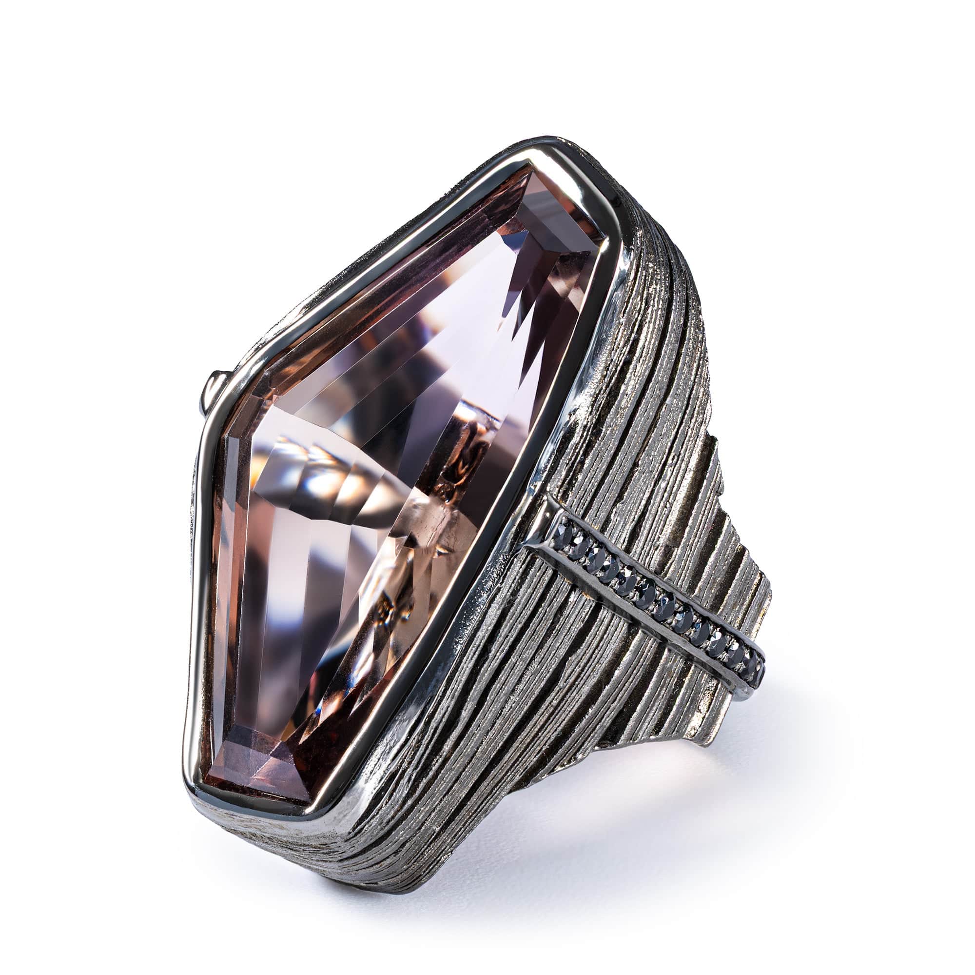 Ezri Singular Edition Sterling Silver Ring With Ametrine & Black Spinel