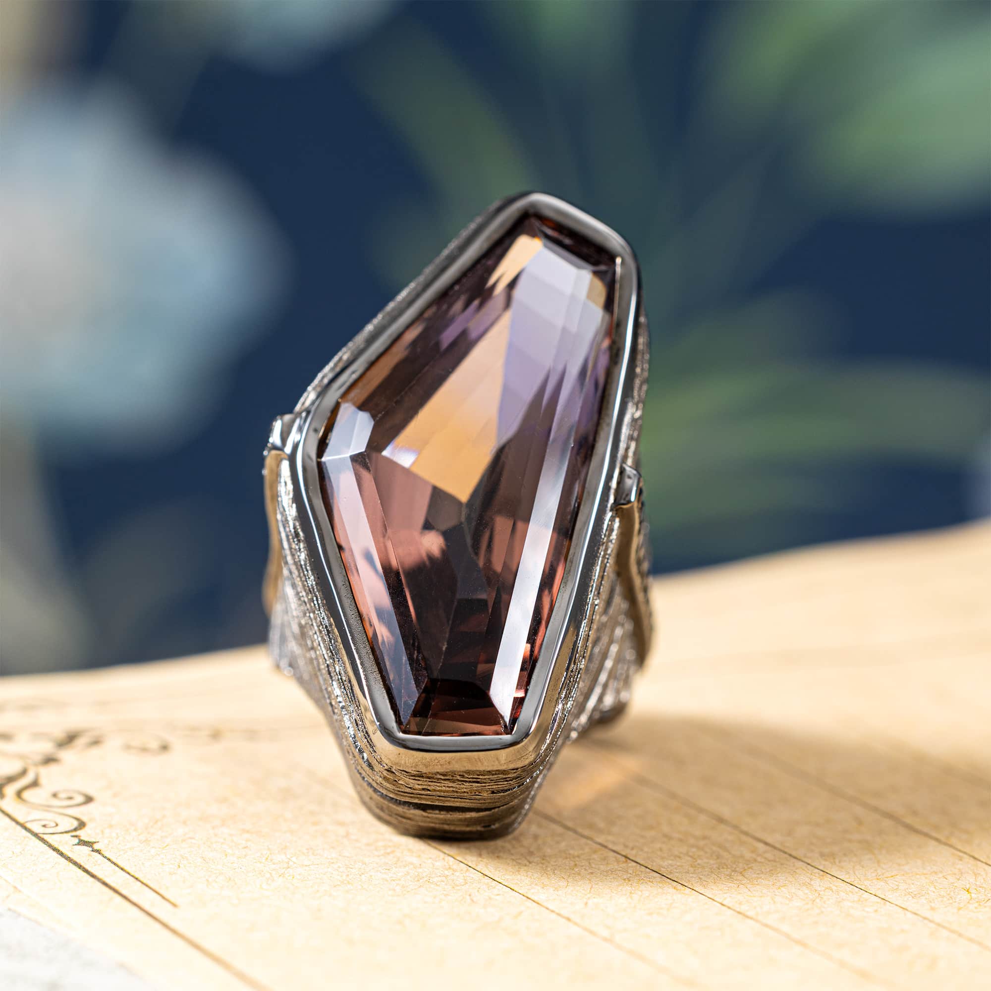 Ezri Singular Edition Sterling Silver Ring With Ametrine & Black Spinel