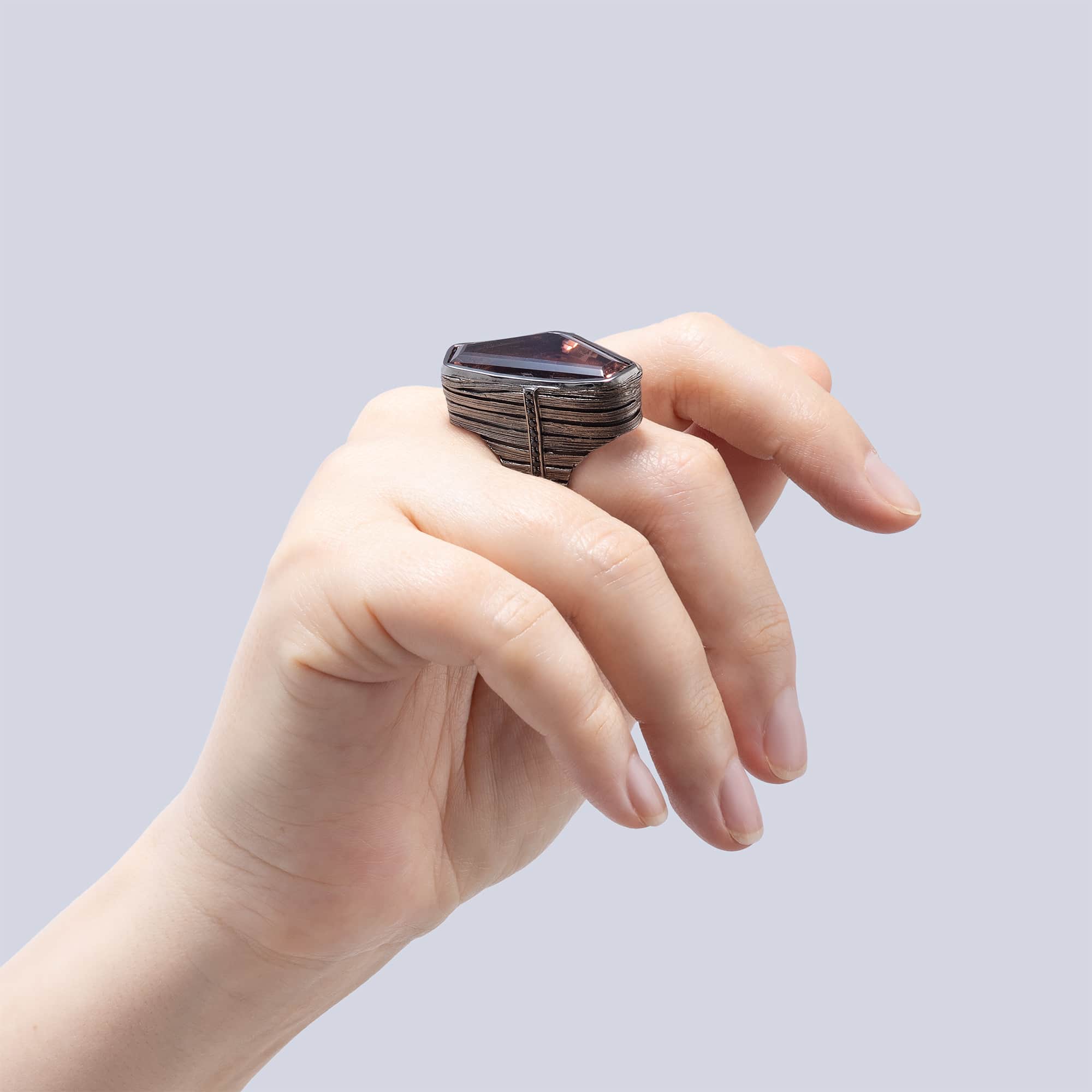 Ezri Singular Edition Sterling Silver Ring With Ametrine & Black Spinel