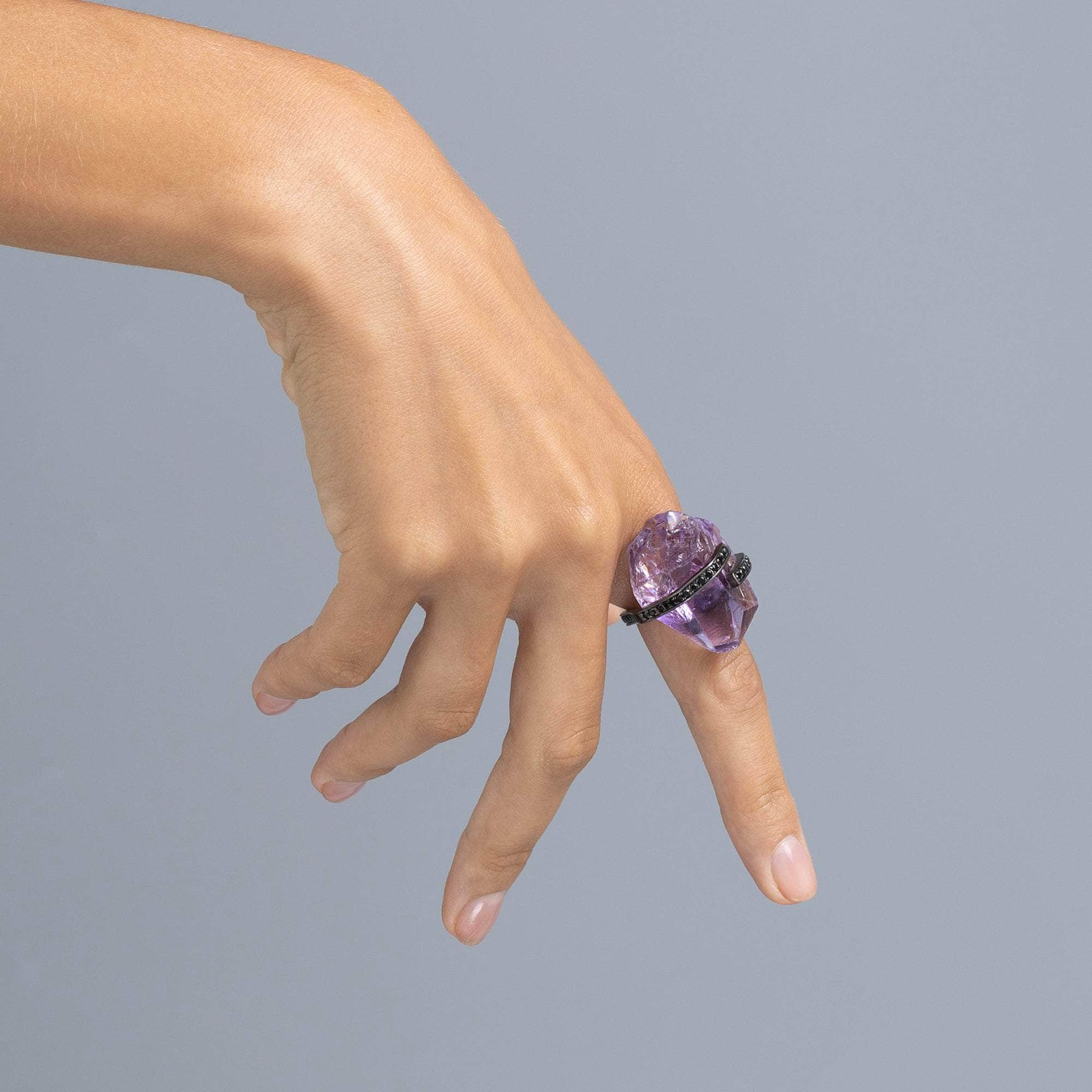 Porffor Rough Amethyst and Spinel Ring