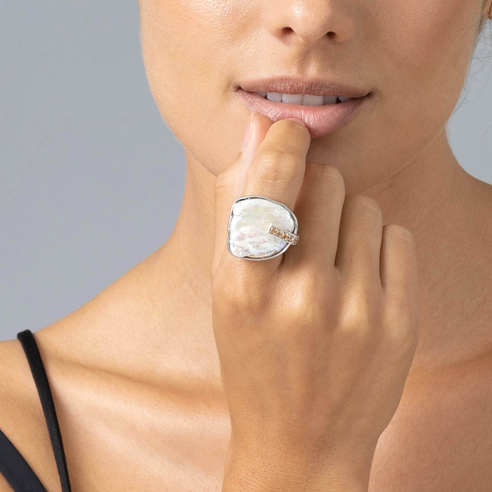 Pualu Pearl and Sapphire Ring