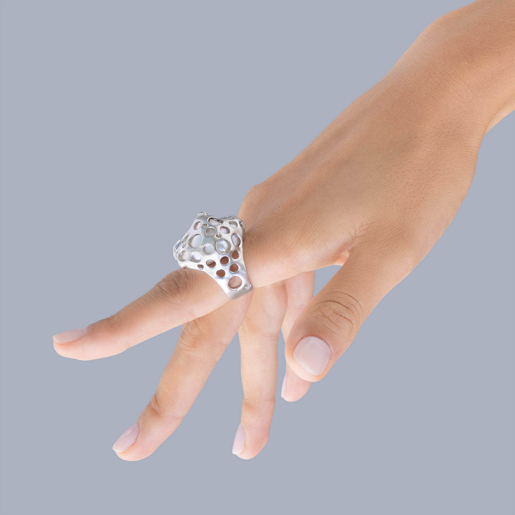 Saer Rough Pearl and Sapphire Ring