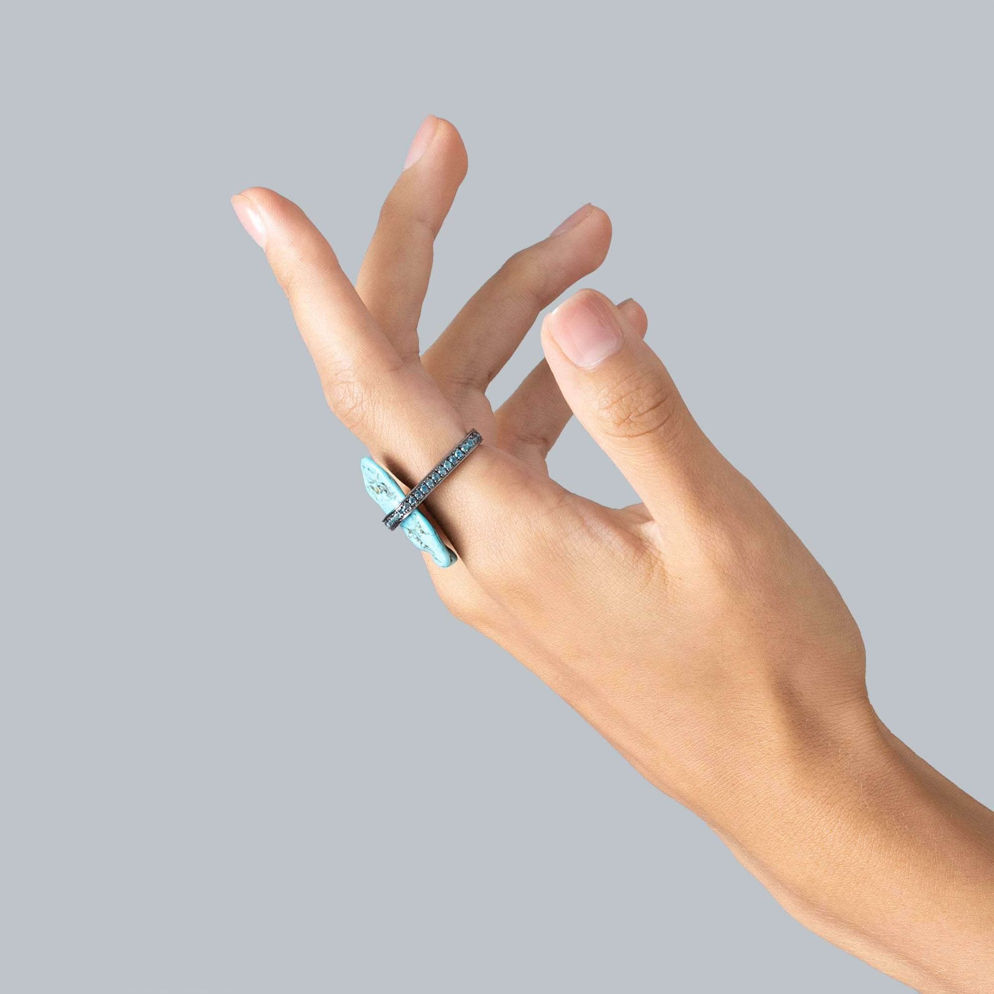 Lafu Rough Turquoise and Topaz Ring