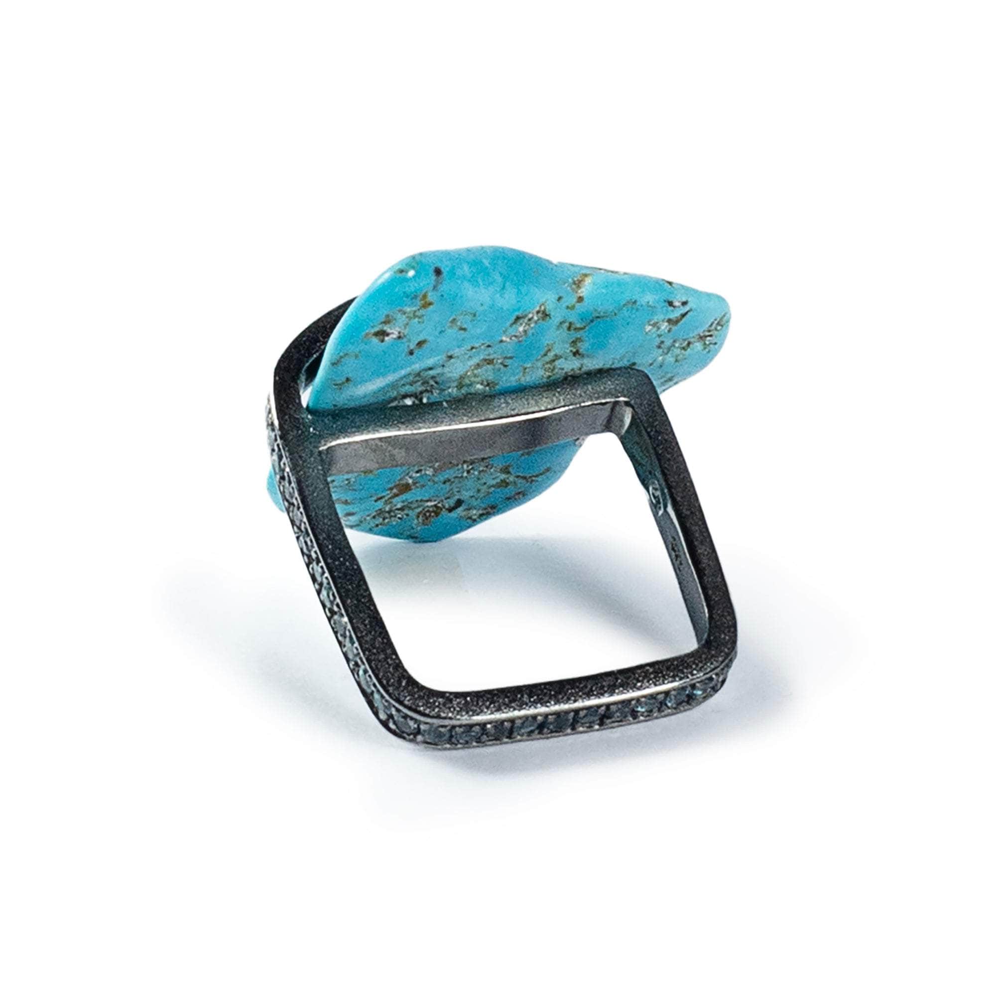Lafu Rough Turquoise and Topaz Ring